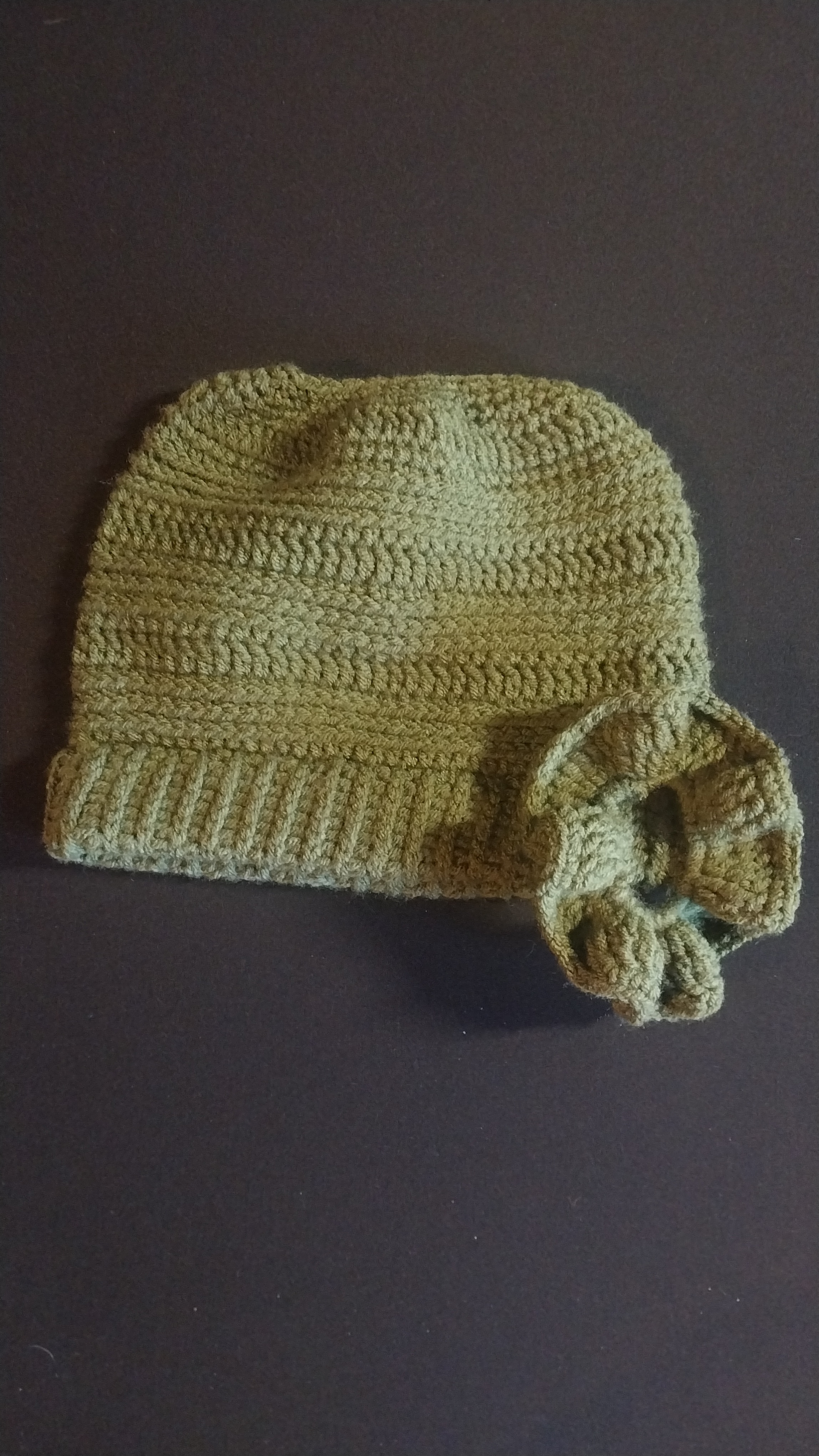 Green Messy Bun Beanie
