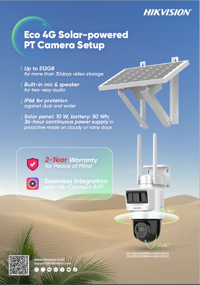 DS-2DE2C400IWG-K/4G/C05S10 4MP Pro Solar-powered Security PT Camera