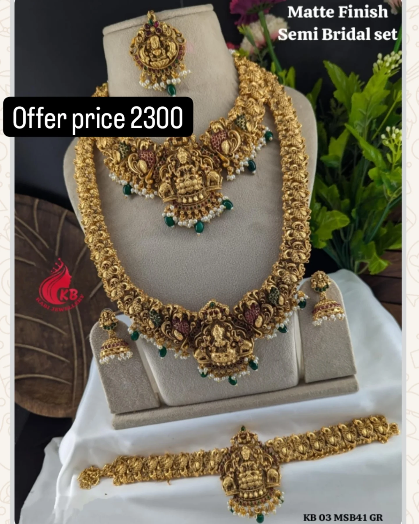 Matte Finish Semi Bridal Jewelry Set