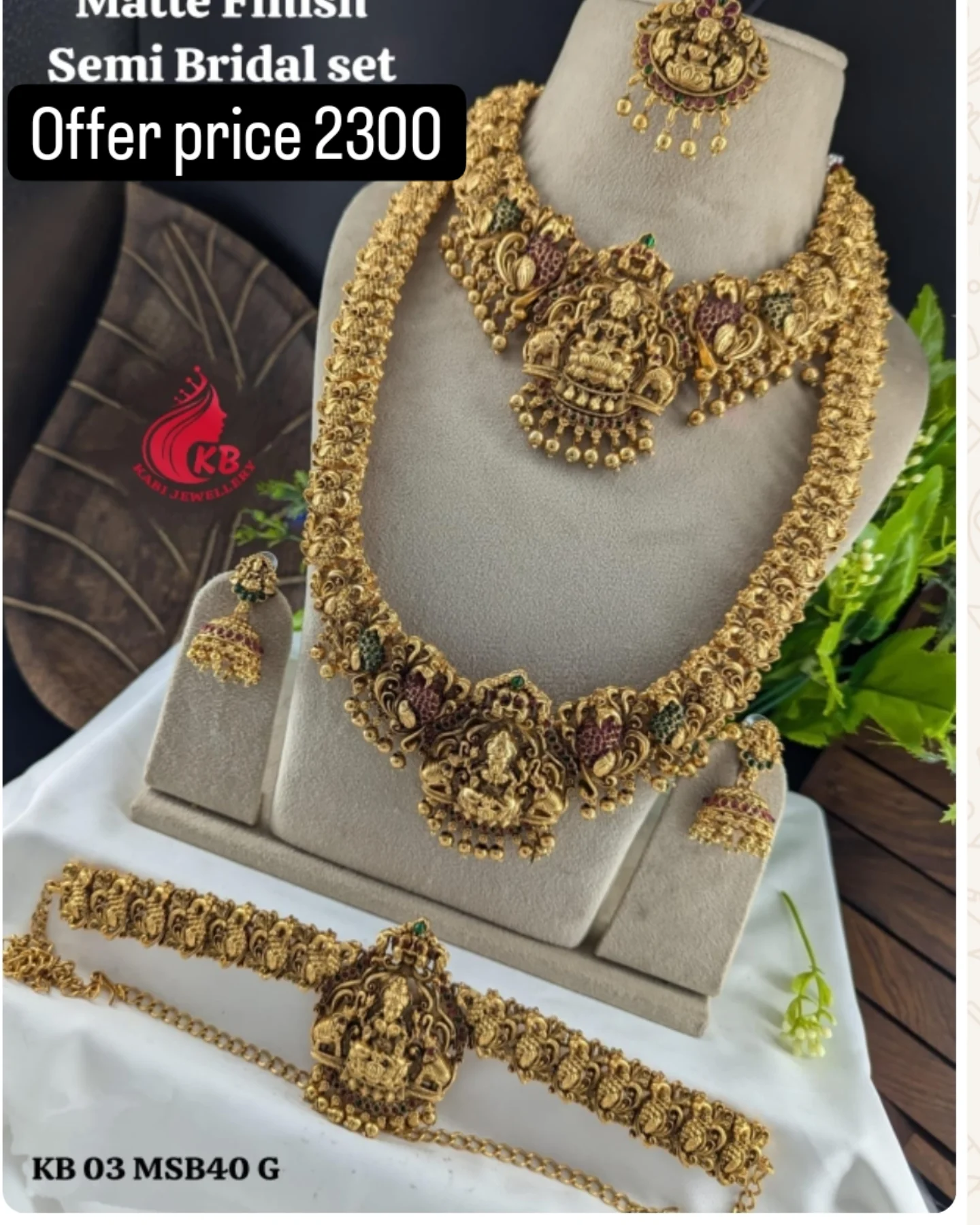 Matte Finish Semi Bridal Jewelry Set