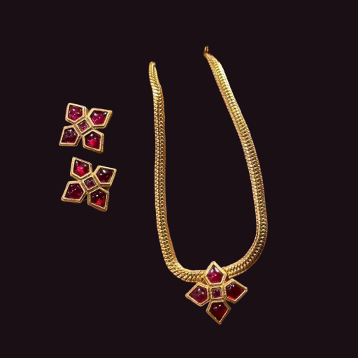 Gold and Red Jewel Necklace Set