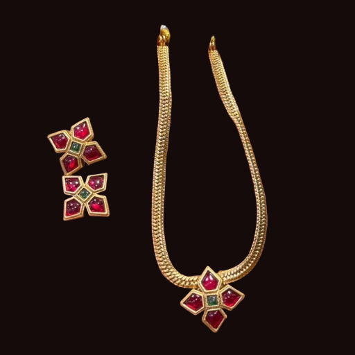 Gold and Red Jewel Necklace Set
