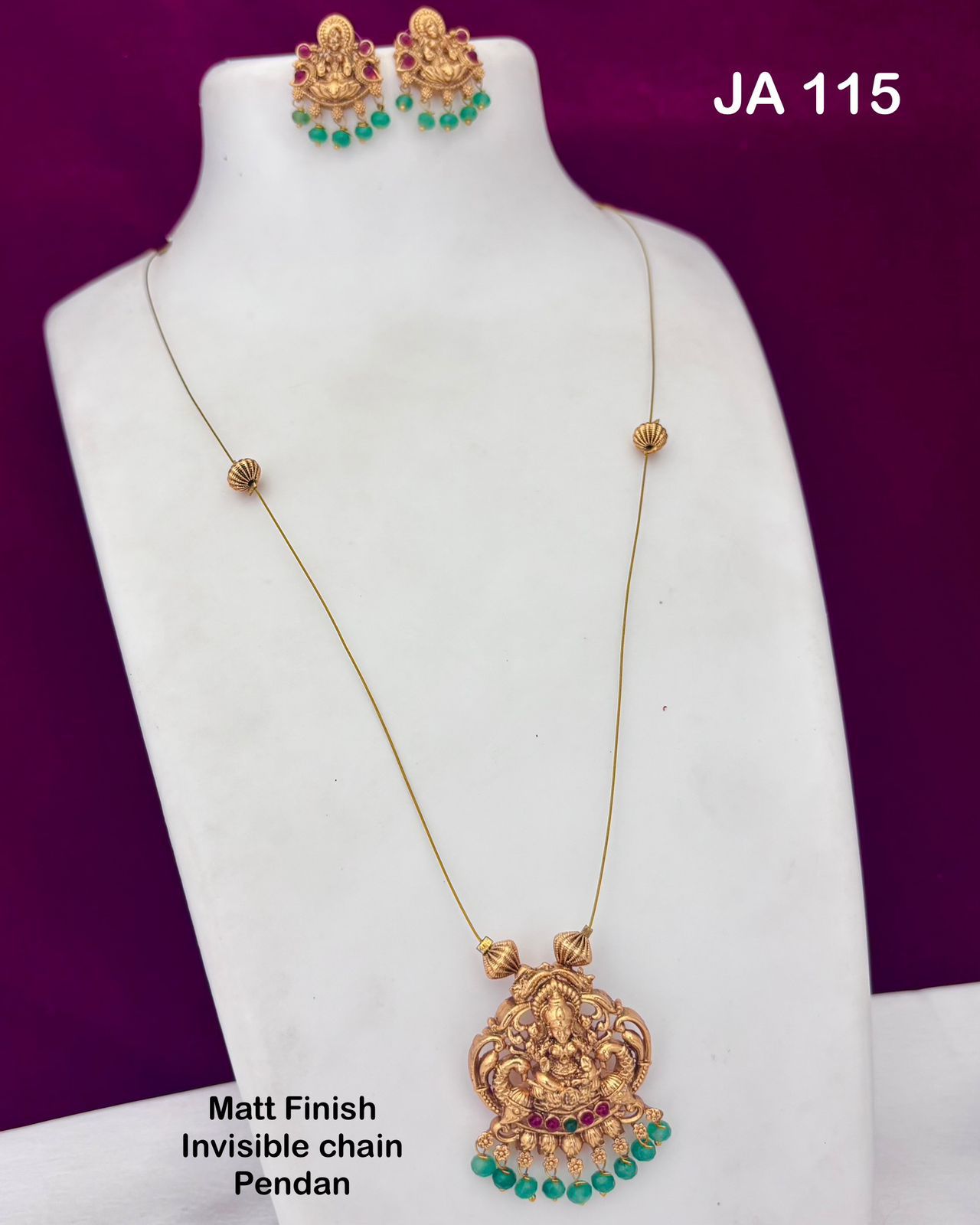 Matt Finish Invisible Chain Pendant Set