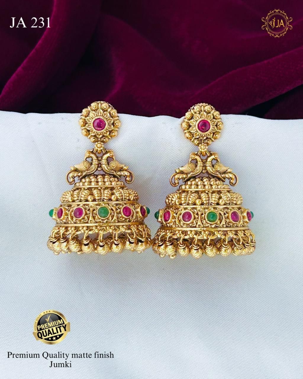 Premium Matte Finish Jumki Earrings