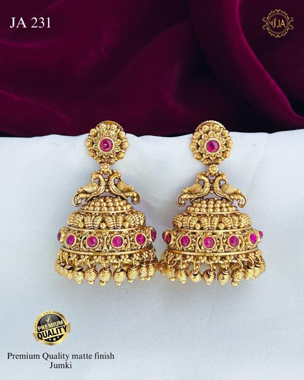 Premium Matte Finish Jumki Earrings