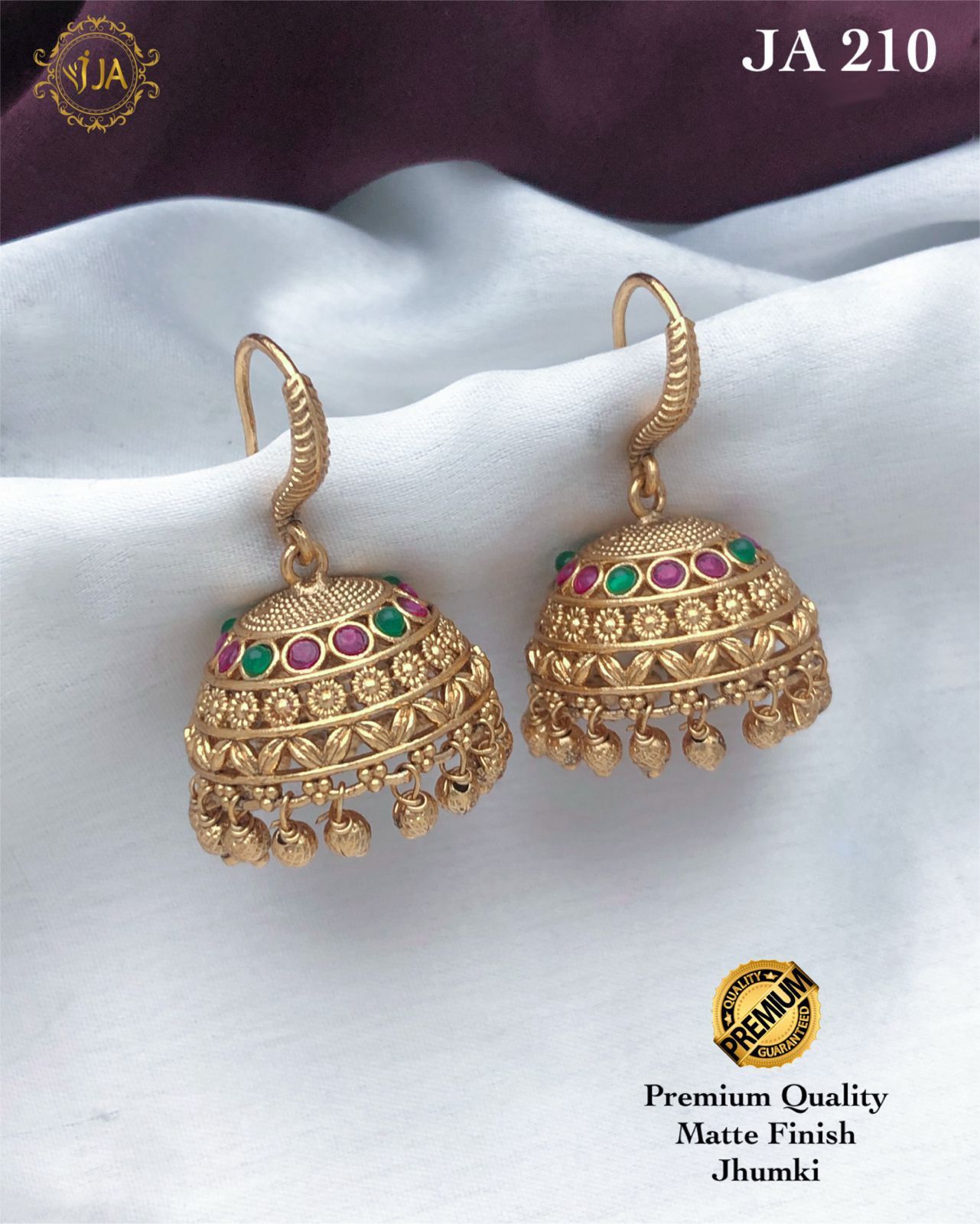 Gold Matte Finish Jhumki Earrings