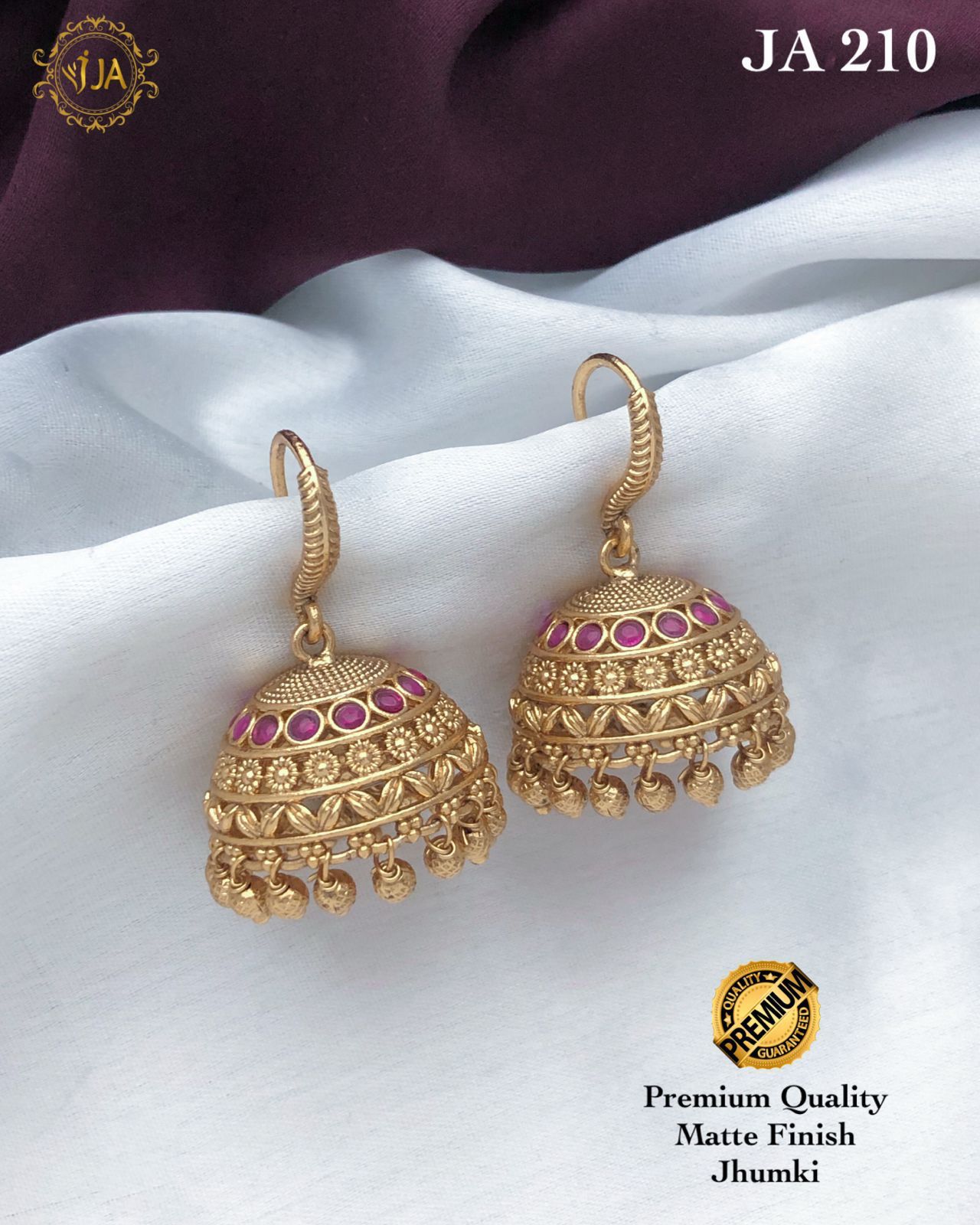 Gold Matte Finish Jhumki Earrings