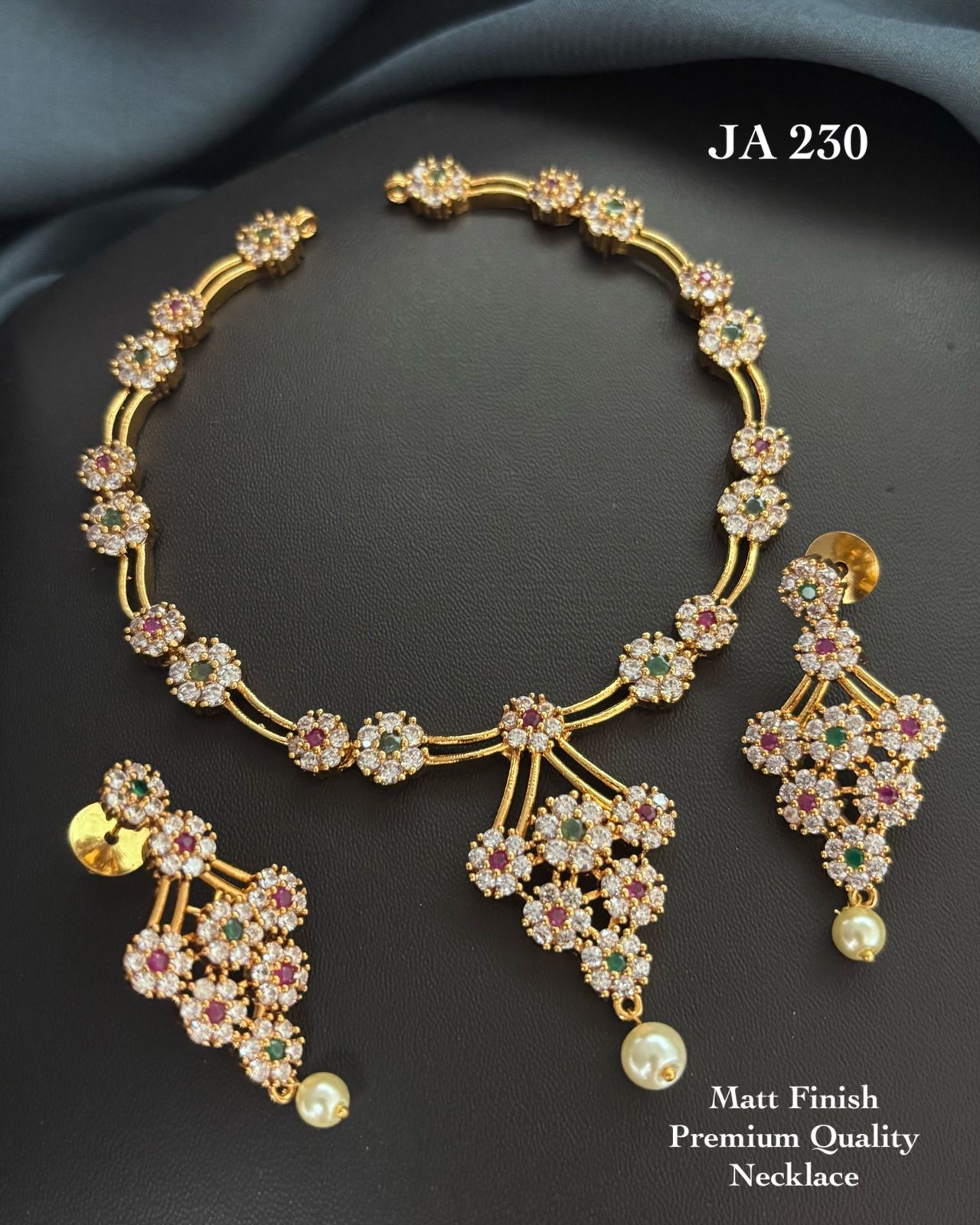 Floral Matt Finish Necklace Set