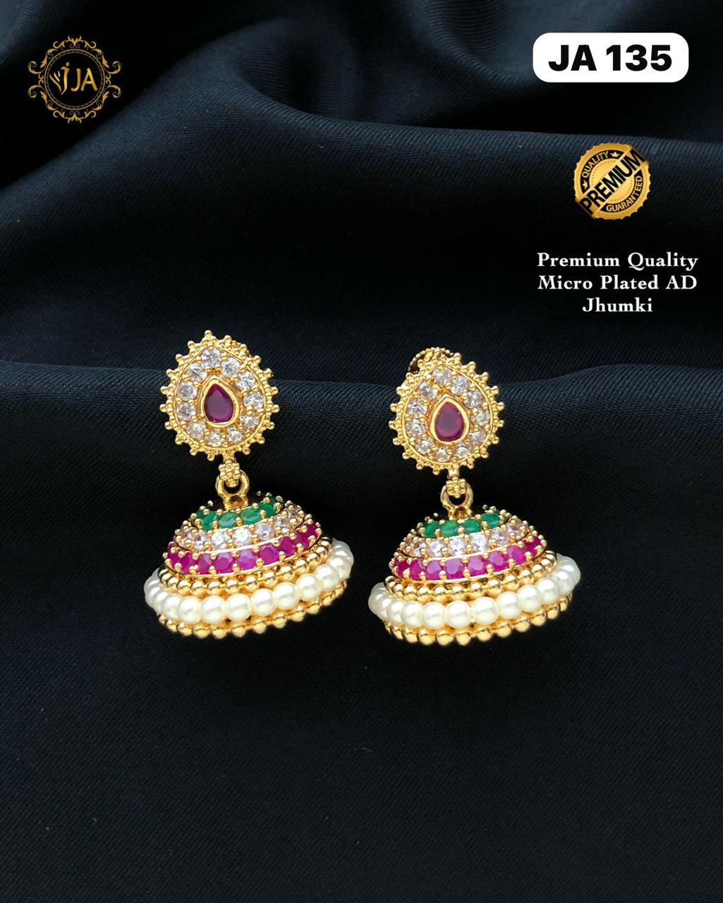 Elegant Pearl and Ruby Jhumki Earrings