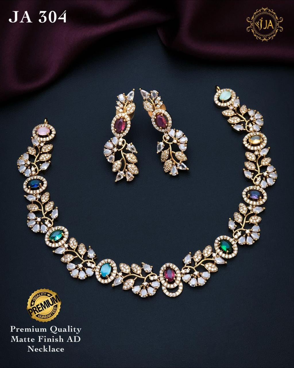 Matte Finish AD Necklace Set JA 304