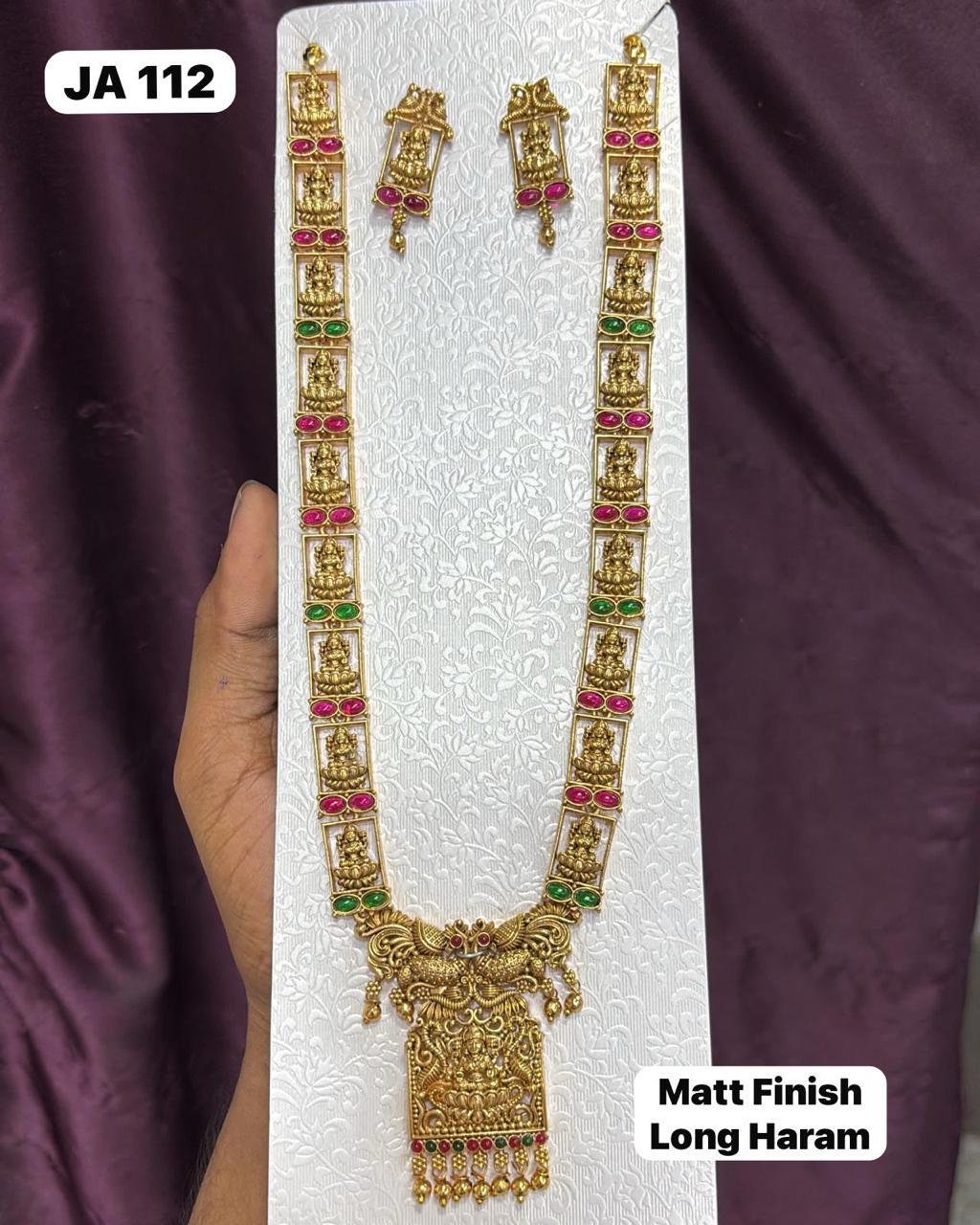 Matt Finish Long Haram Necklace Set