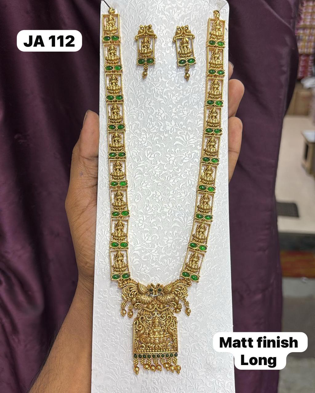 Matt Finish Long Haram Necklace Set