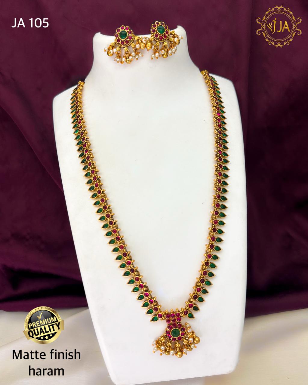 Matte Finish Haram Necklace Set