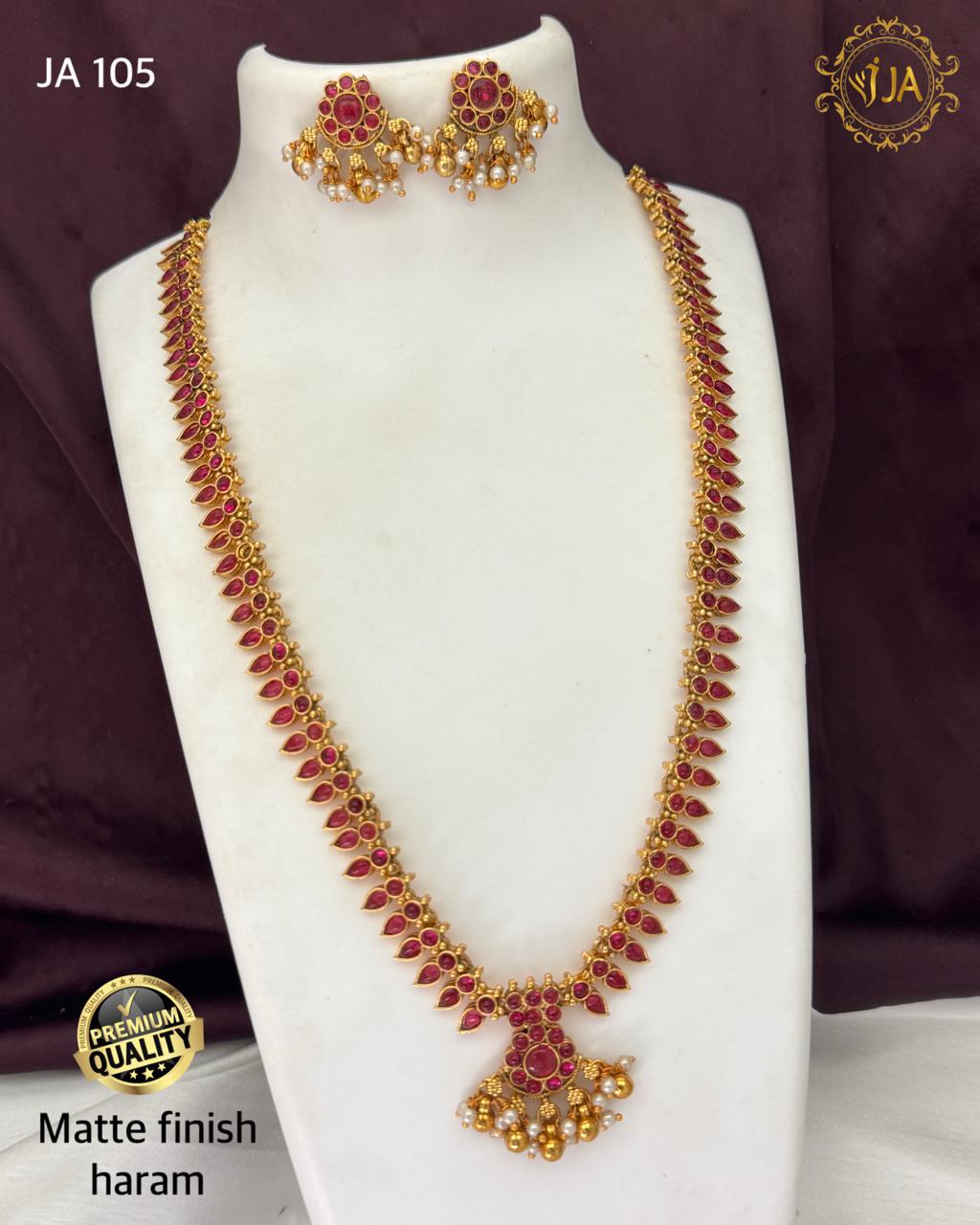 Matte Finish Haram Necklace Set