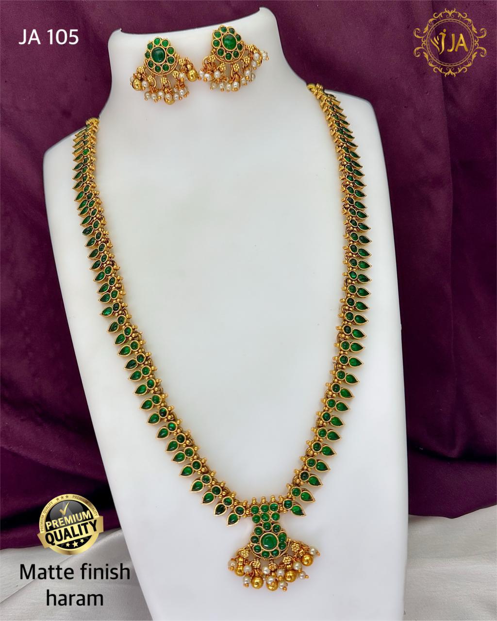 Matte Finish Haram Necklace Set