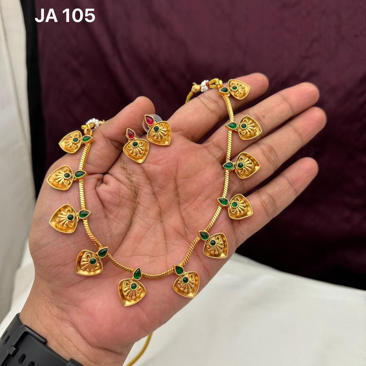 Traditional Gold Necklace with Ruby Stones