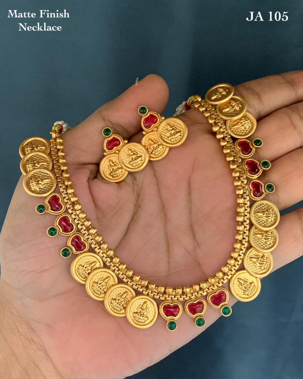 Matte Finish Gold Necklace Set