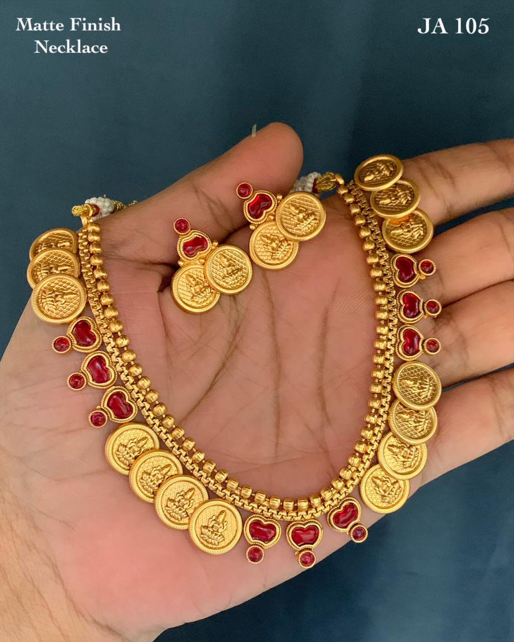 Matte Finish Gold Necklace Set