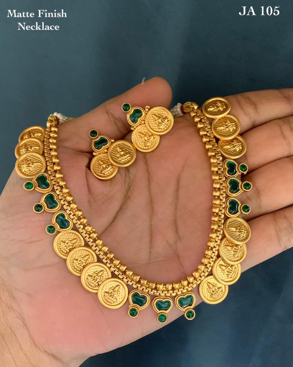 Matte Finish Gold Necklace Set