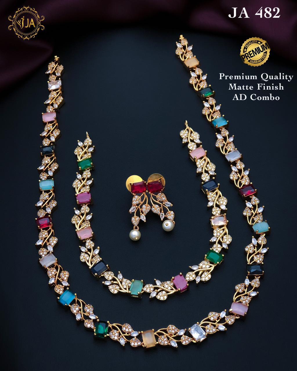 Victorian Stone Necklace and Haram combo set jewellery