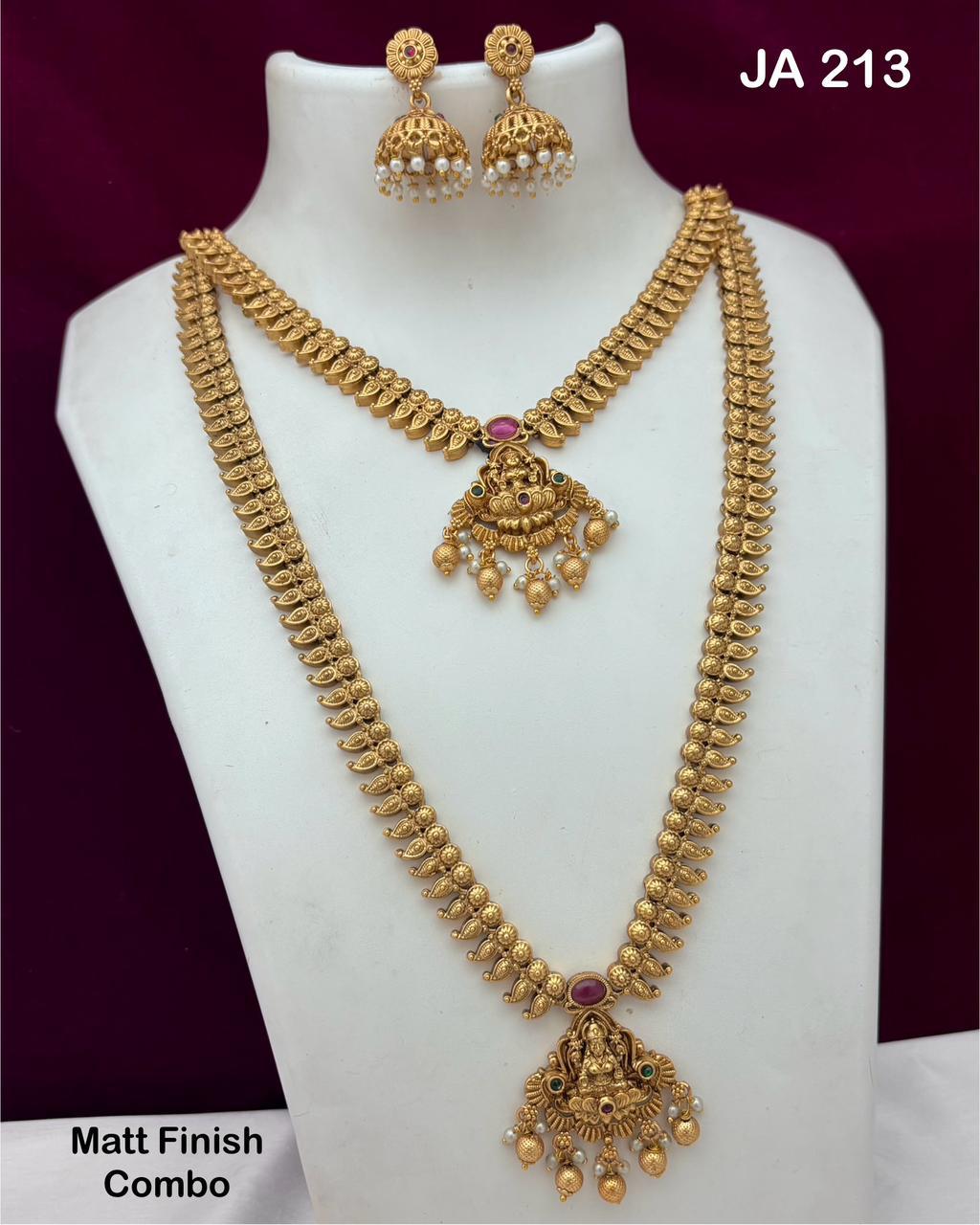 Traditional Matt Finish Necklace and Haram Jewelry Set
