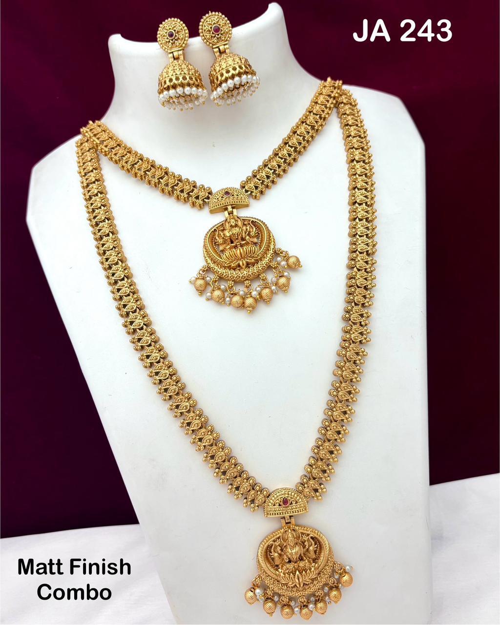 Traditional Matt Finish Necklace and Haram Jewelry Set