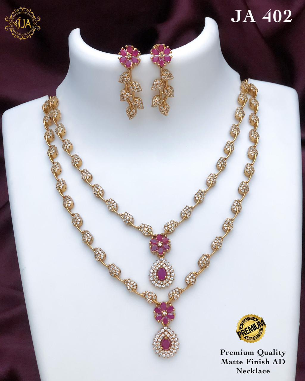 Elegant Matte Finish AD Necklace Set