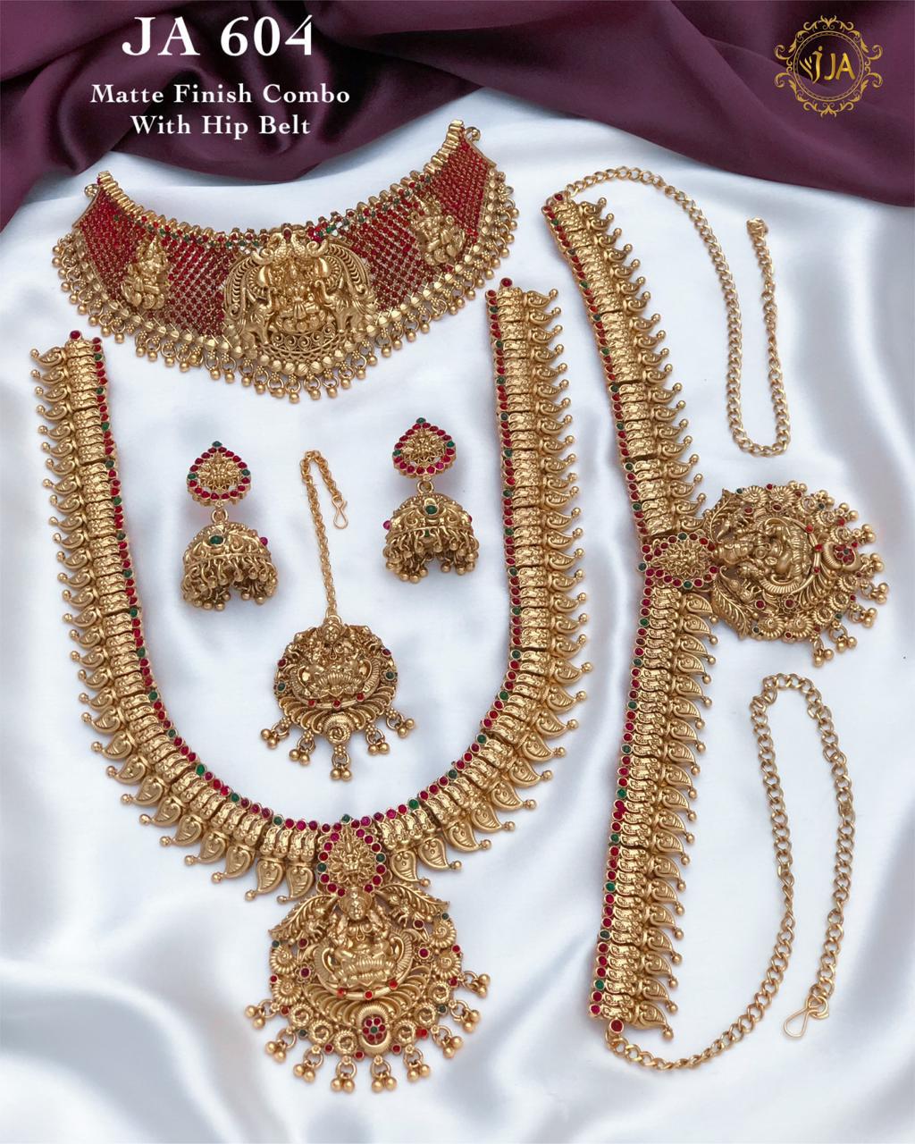 Matte Finish Jewelry Combo Set with Hip Belt