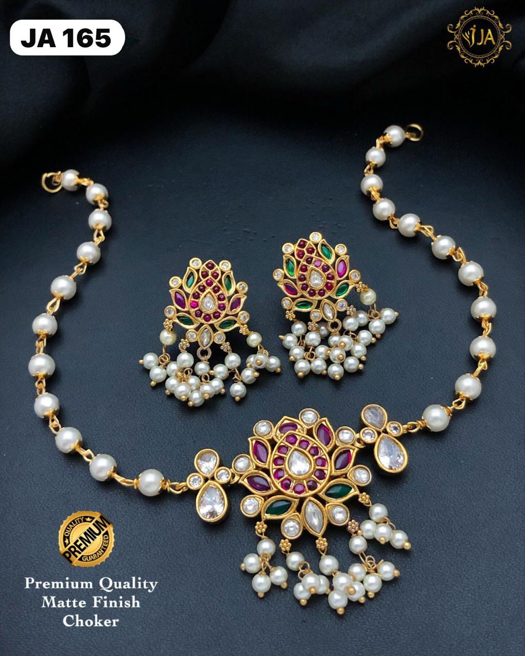 Traditional Pearl and Stone Choker Set