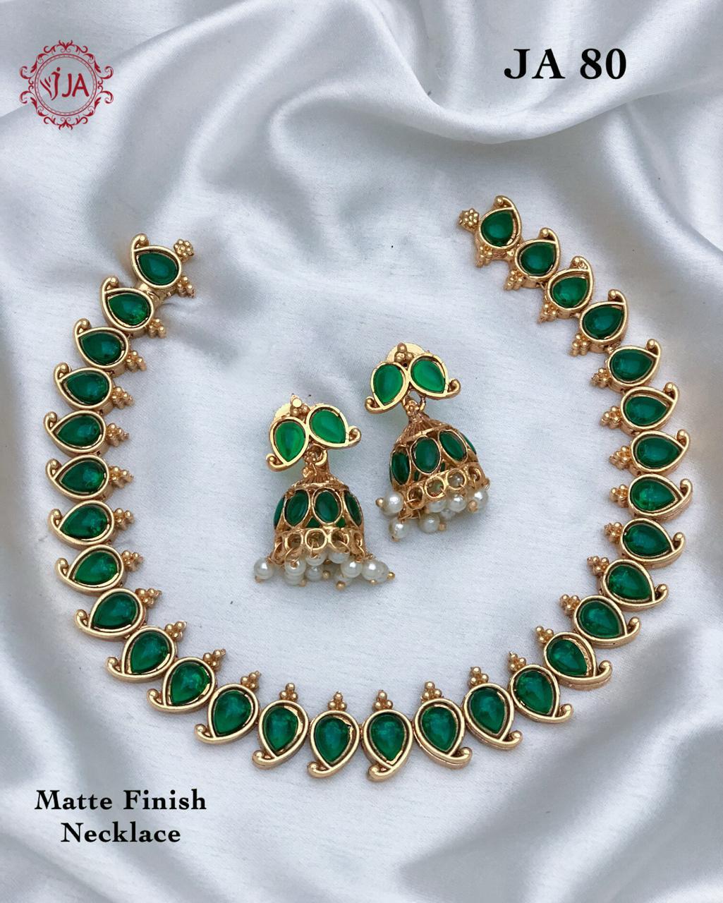 Mango design Matte Finish Stone work Necklace Set