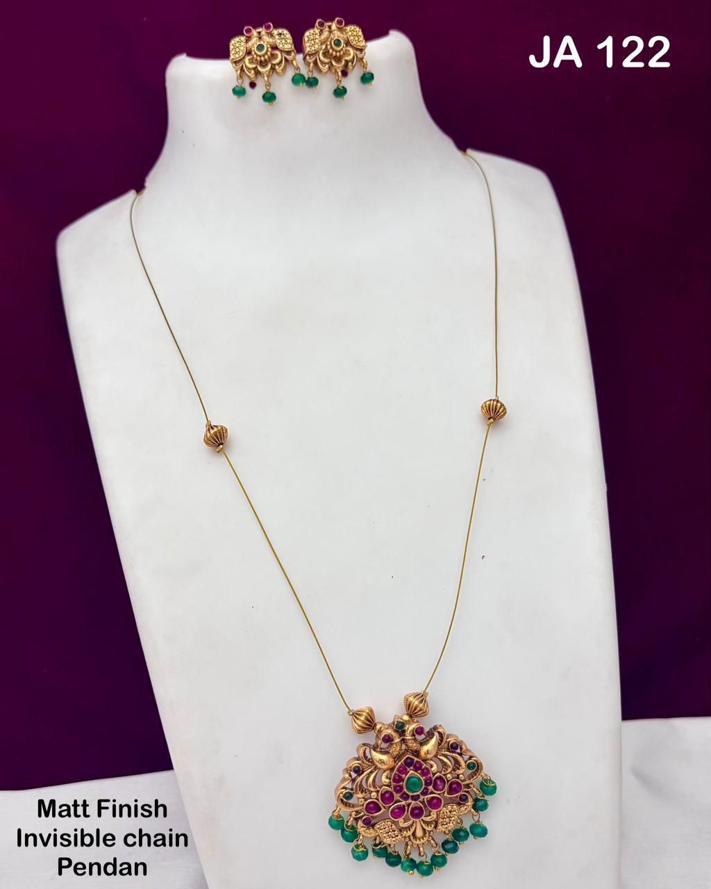 Matt Finish Invisible Chain Pendant Set