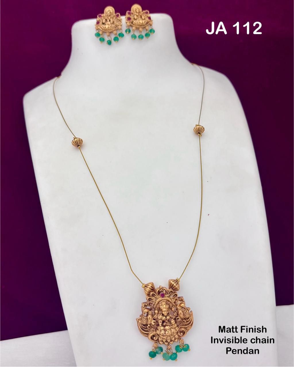 Matt Finish Invisible Chain Pendant Set