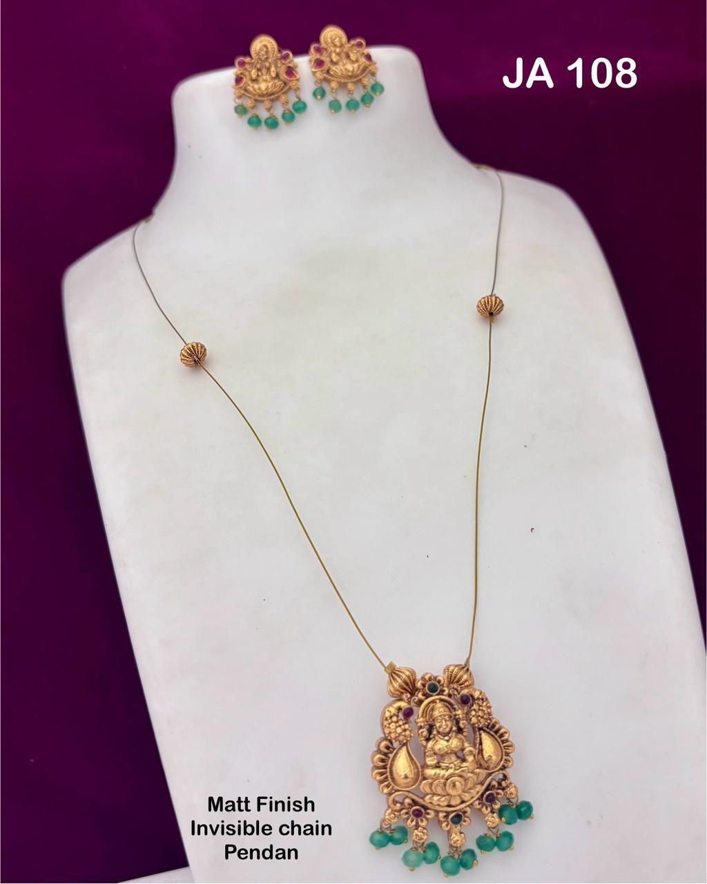 Matt Finish Invisible Chain Pendant Set