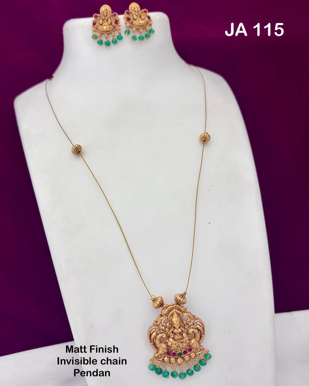 Matt Finish Invisible Chain Pendant Set