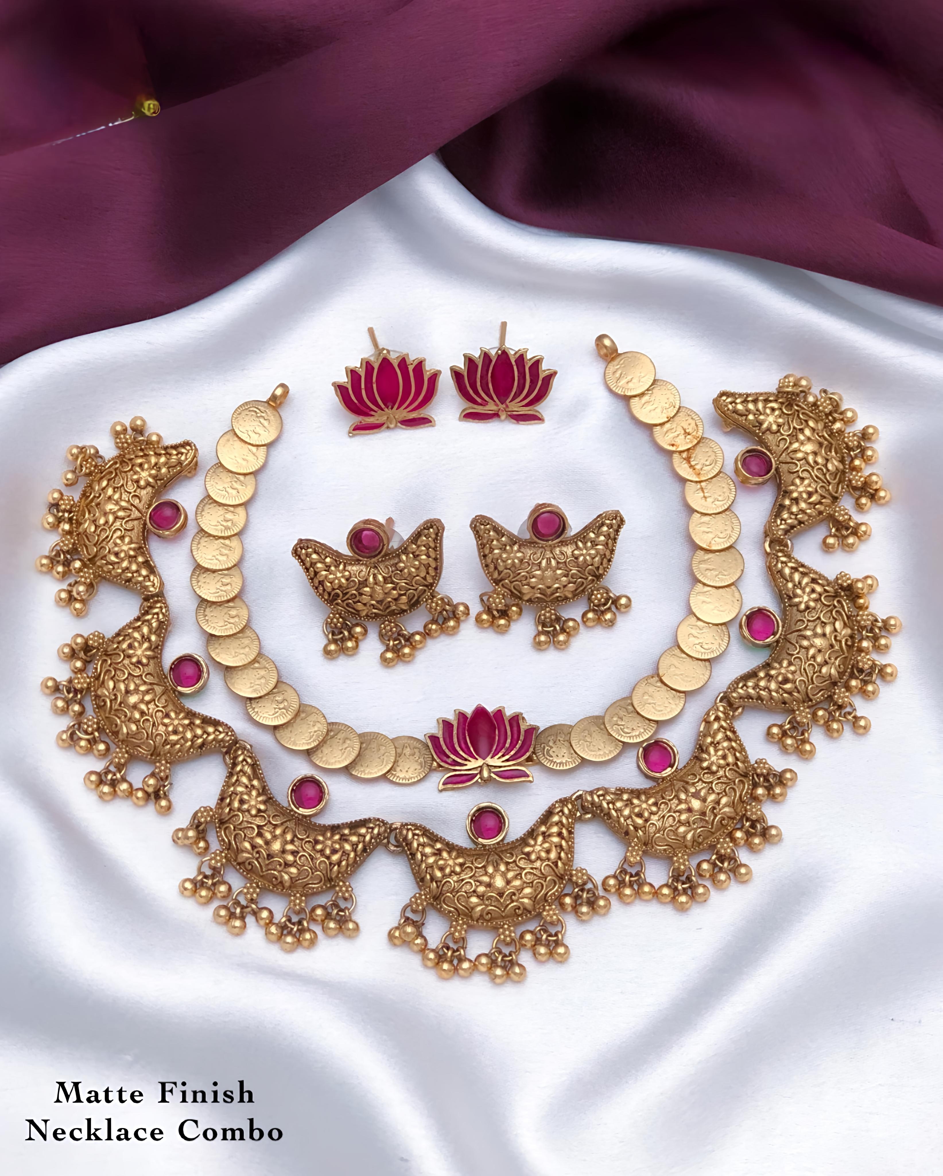 Antique Lotus and Half moon design Necklace Set