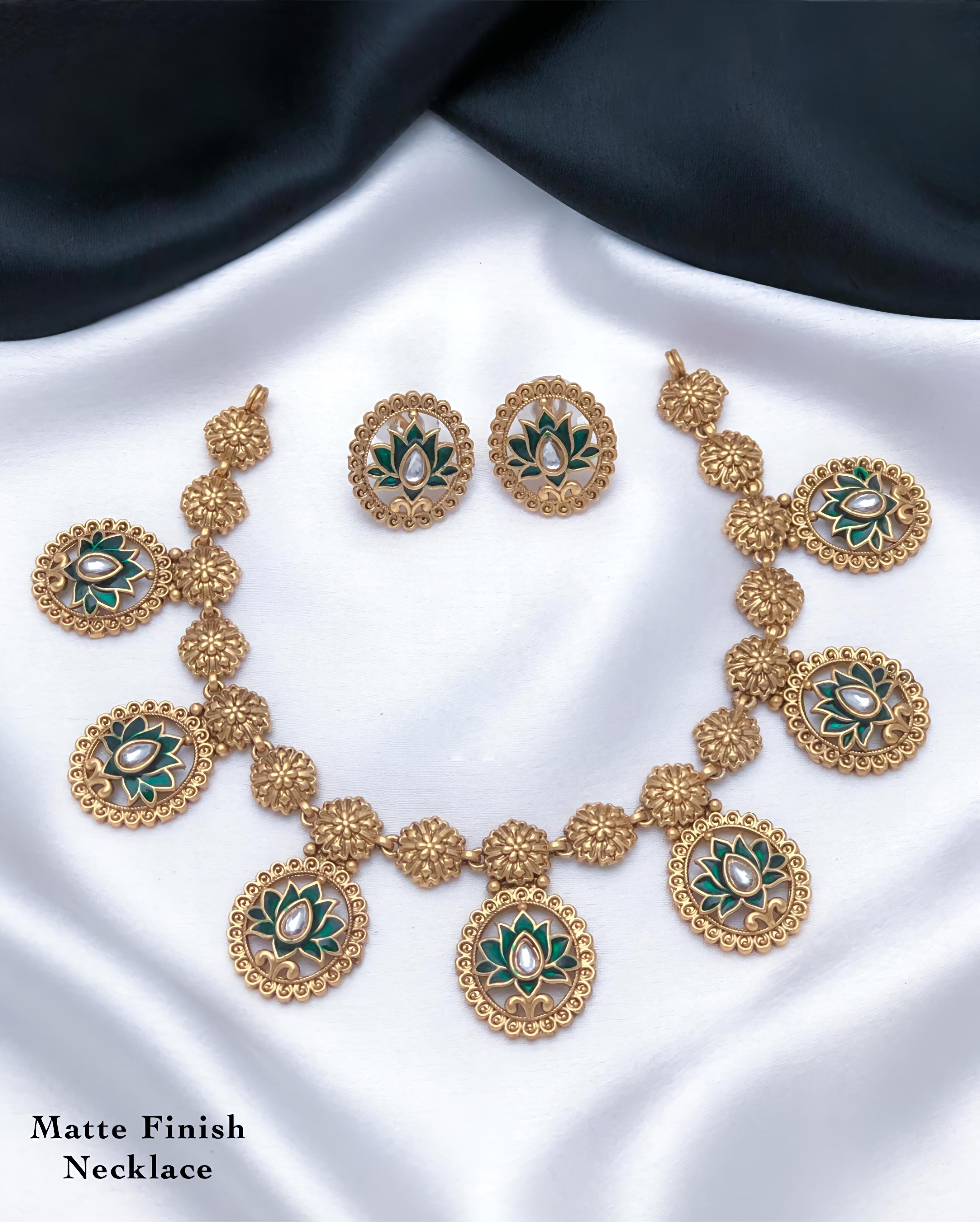 Lotus Matte Finish Floral Earrings set