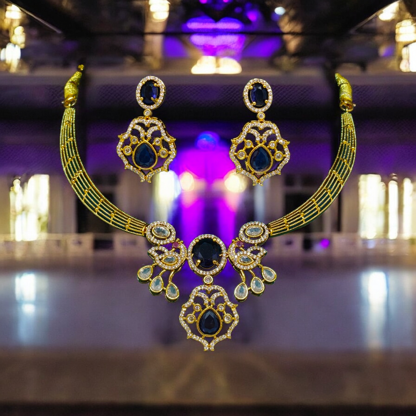 Elegant Blue Stone Jewelry Set