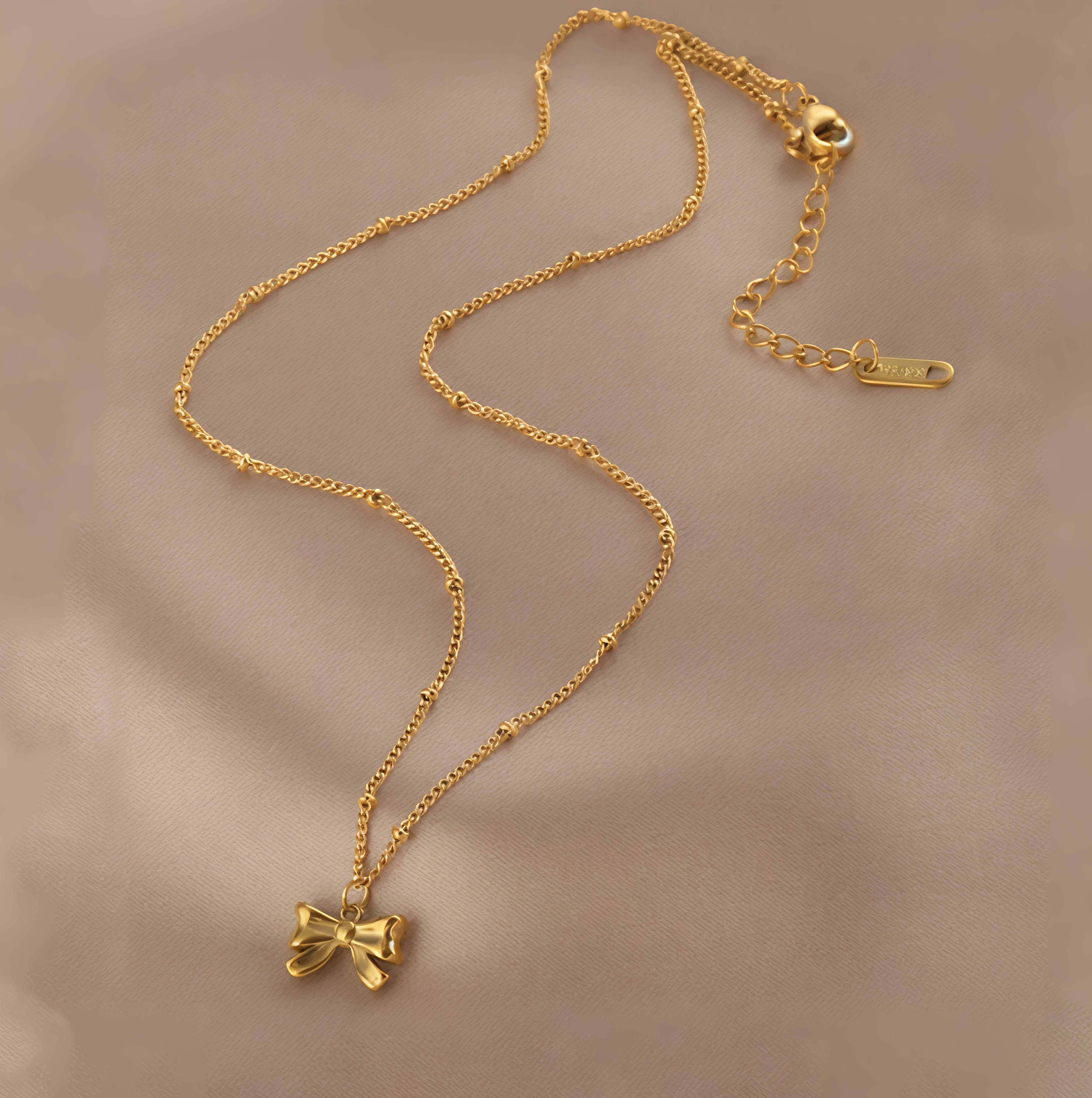 Gold Bow Pendant Necklace