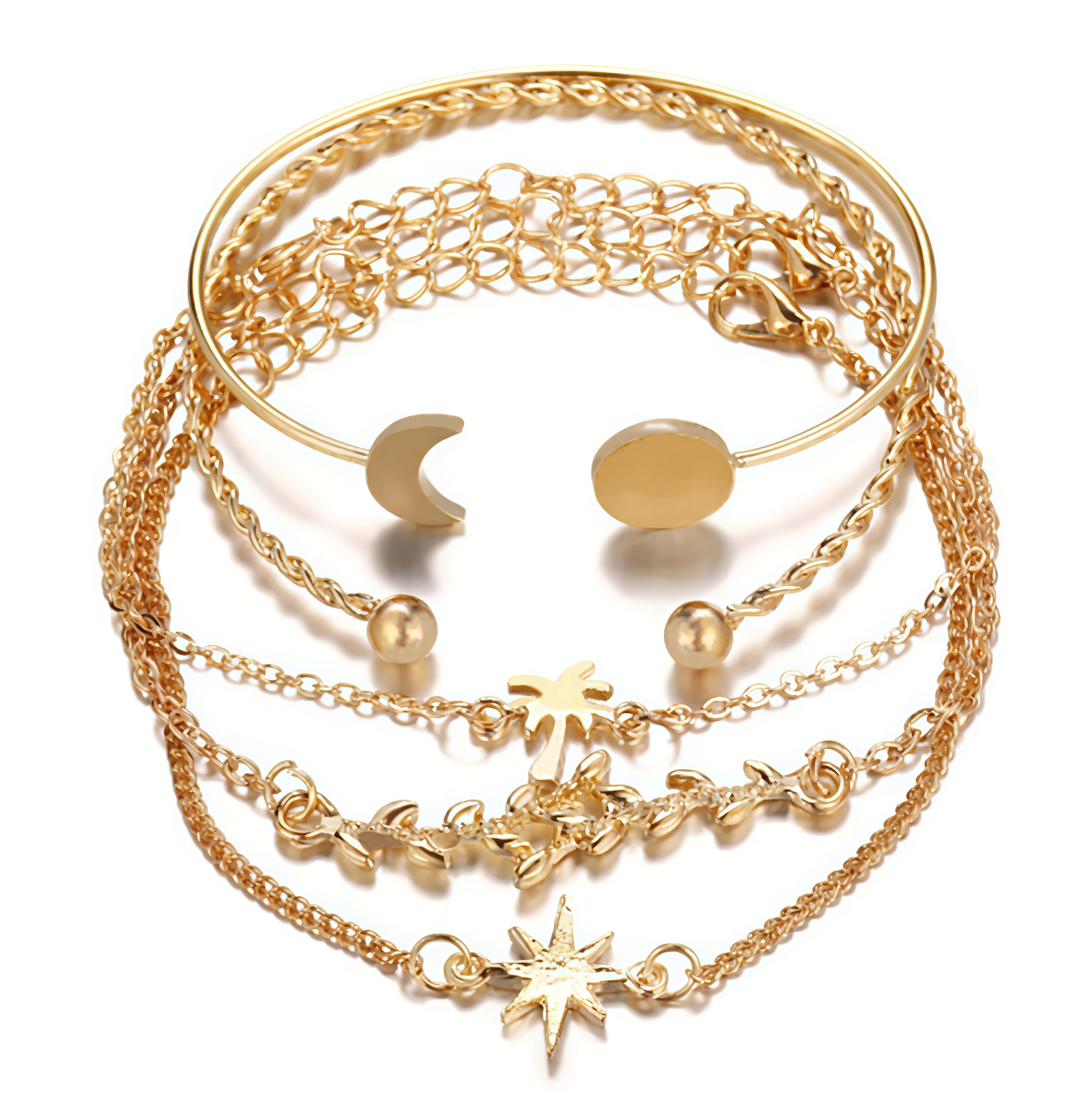 Boho Gold Bracelet Set (pack of 5)