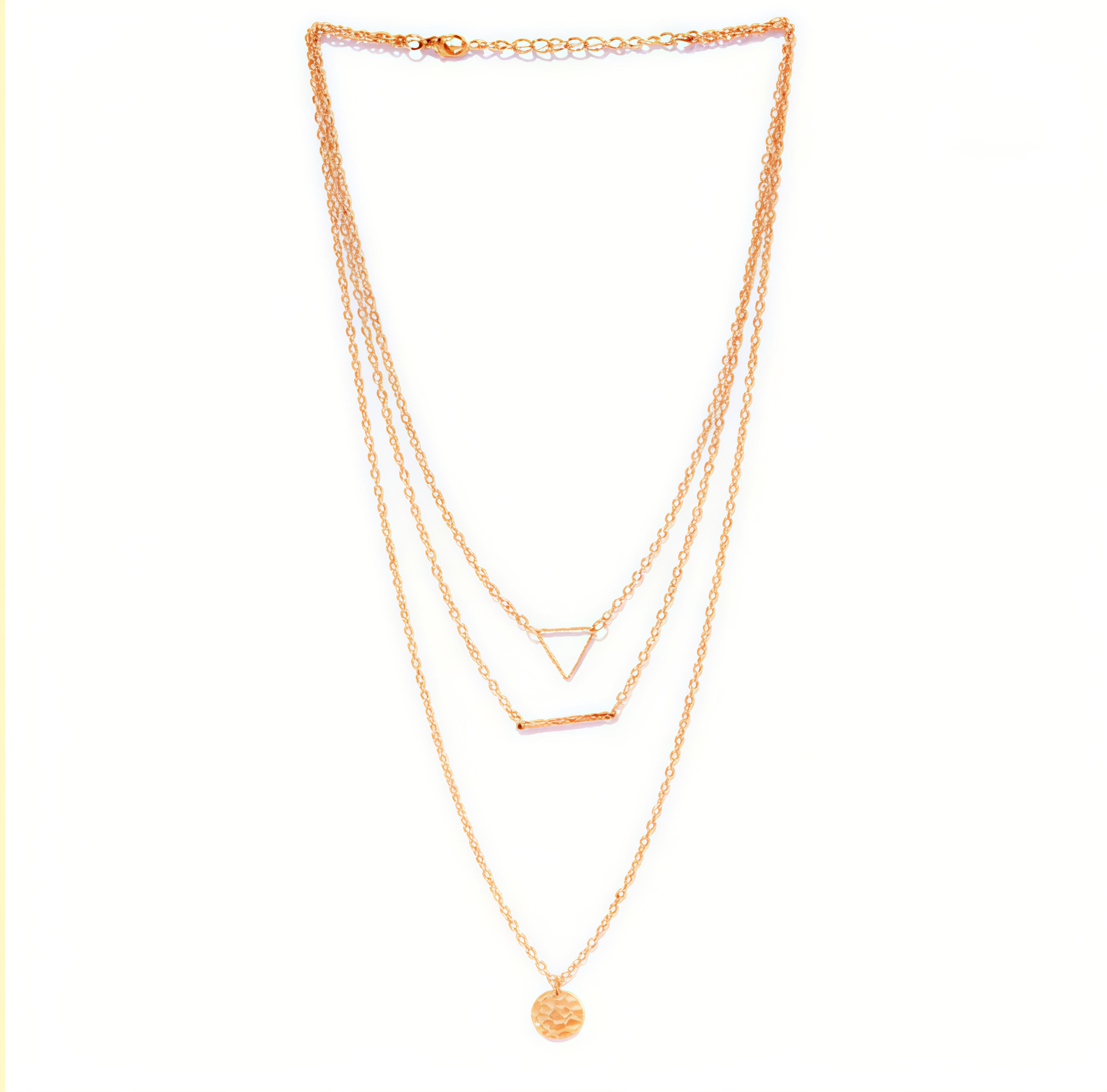 Layered Geometric Gold Necklace Set [pack of 3]