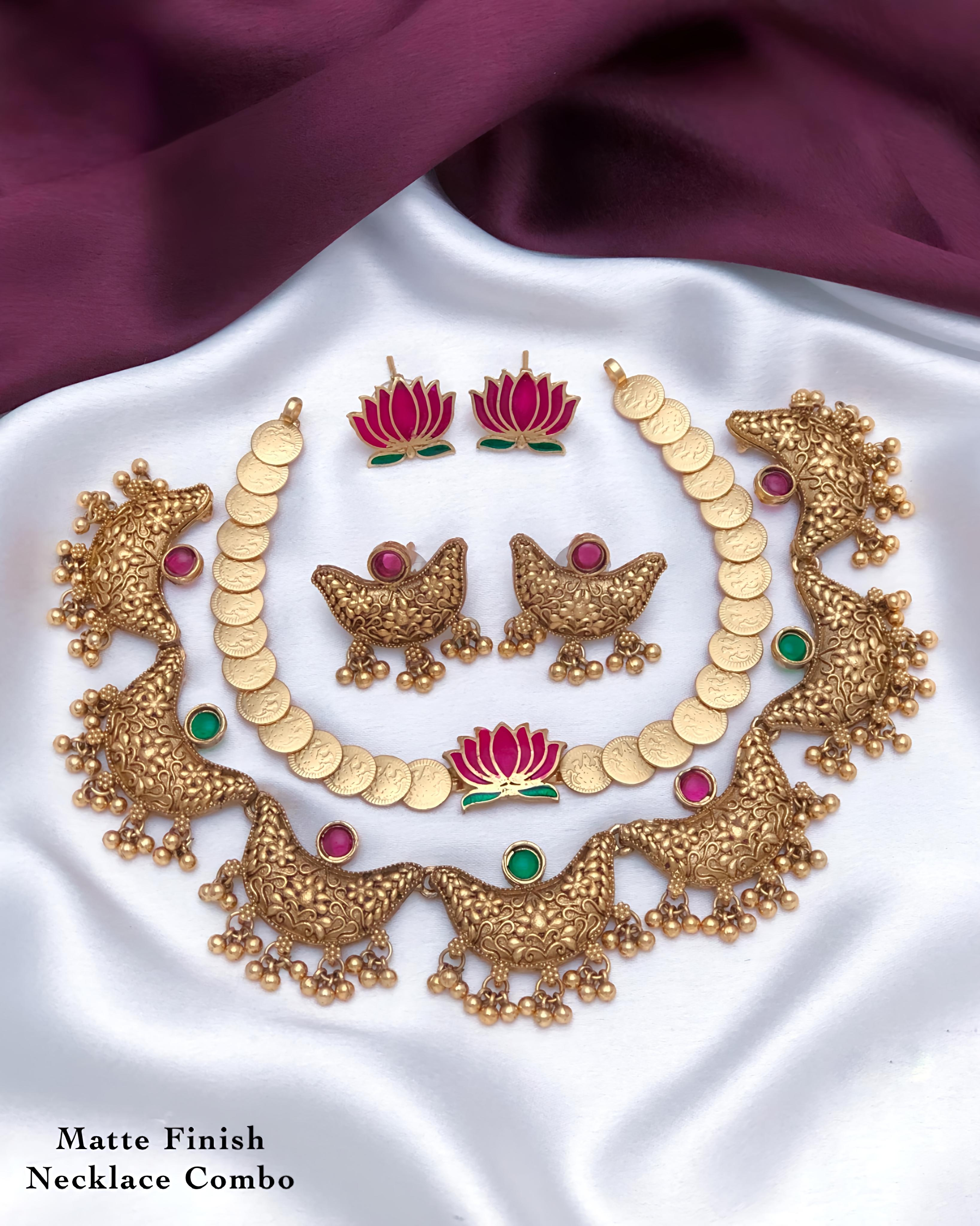 Antique Lotus and Half moon design Necklace Set