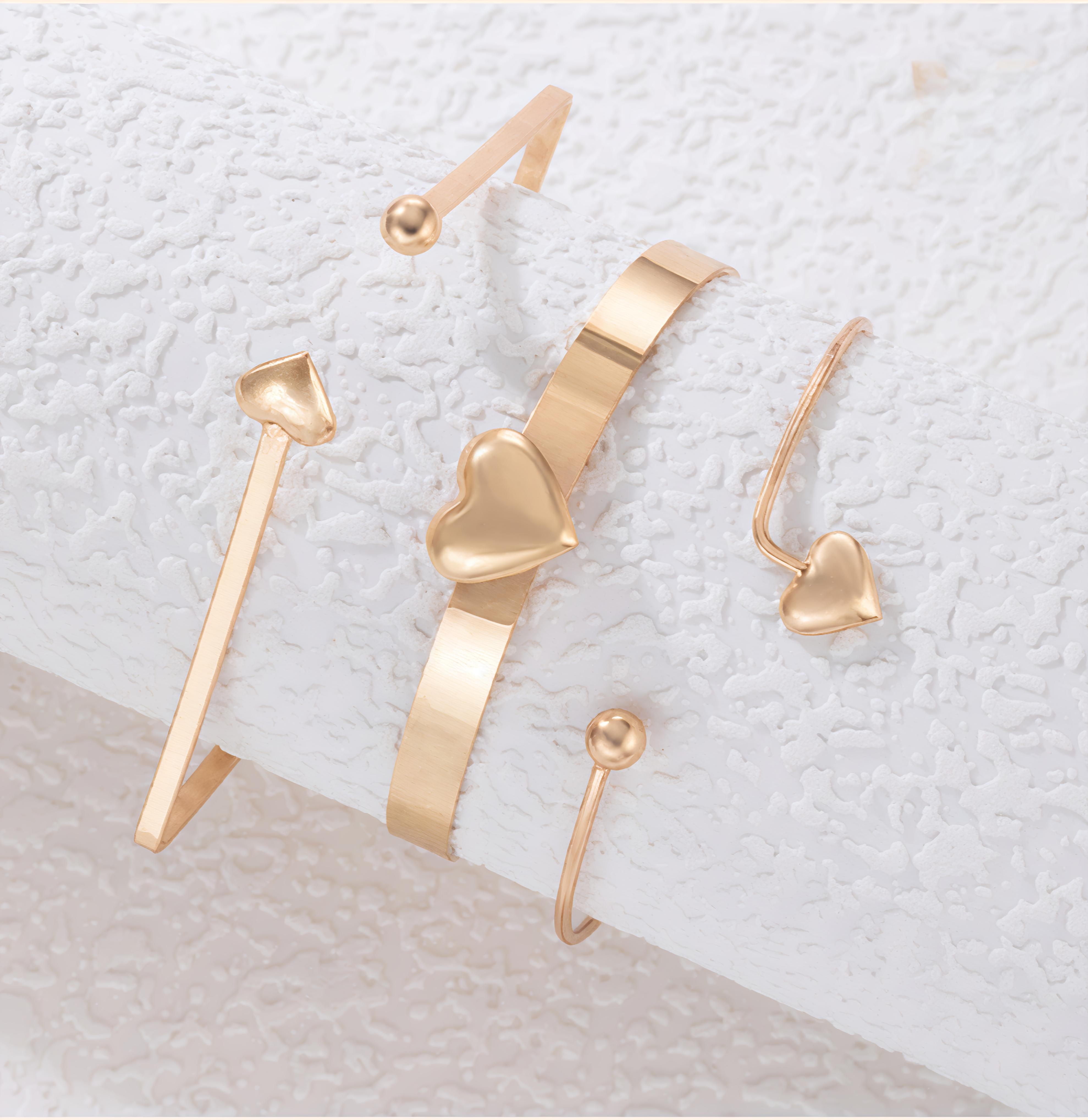 Gold Heart Bracelet Set (pack of  3)