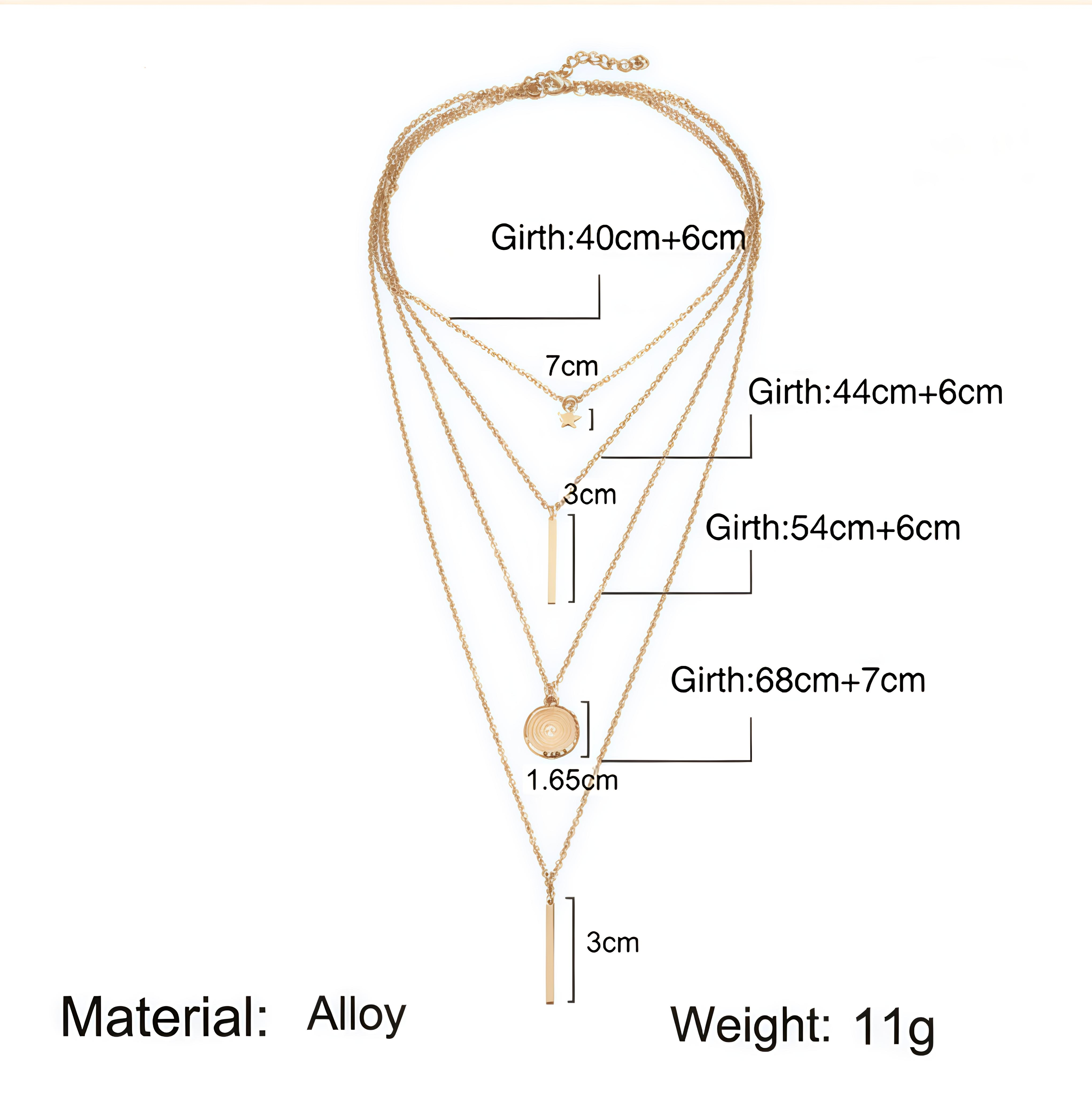 Layered Gold Pendant Necklace Set (pack of 4)