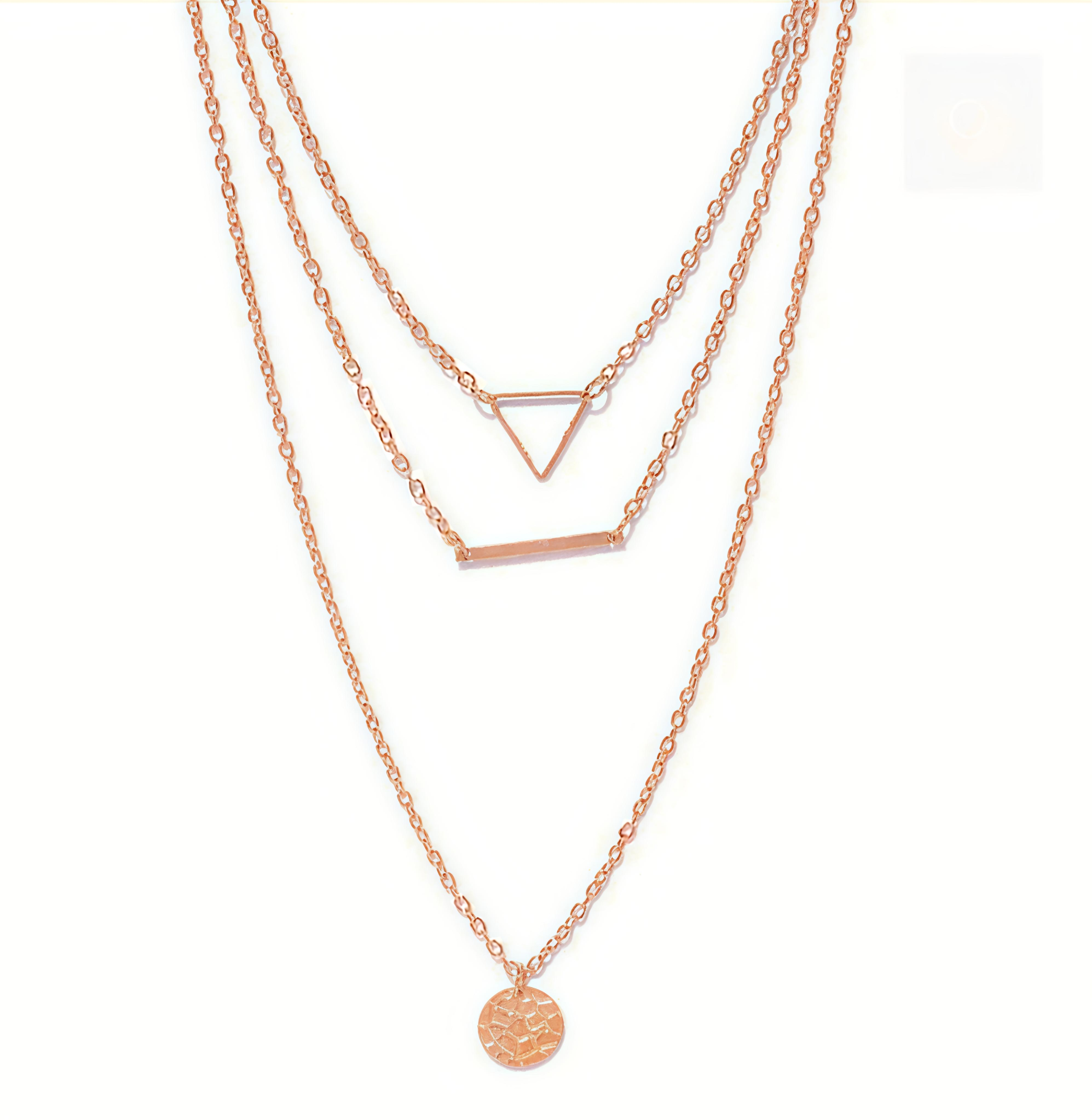Layered Geometric Gold Necklace Set [pack of 3]