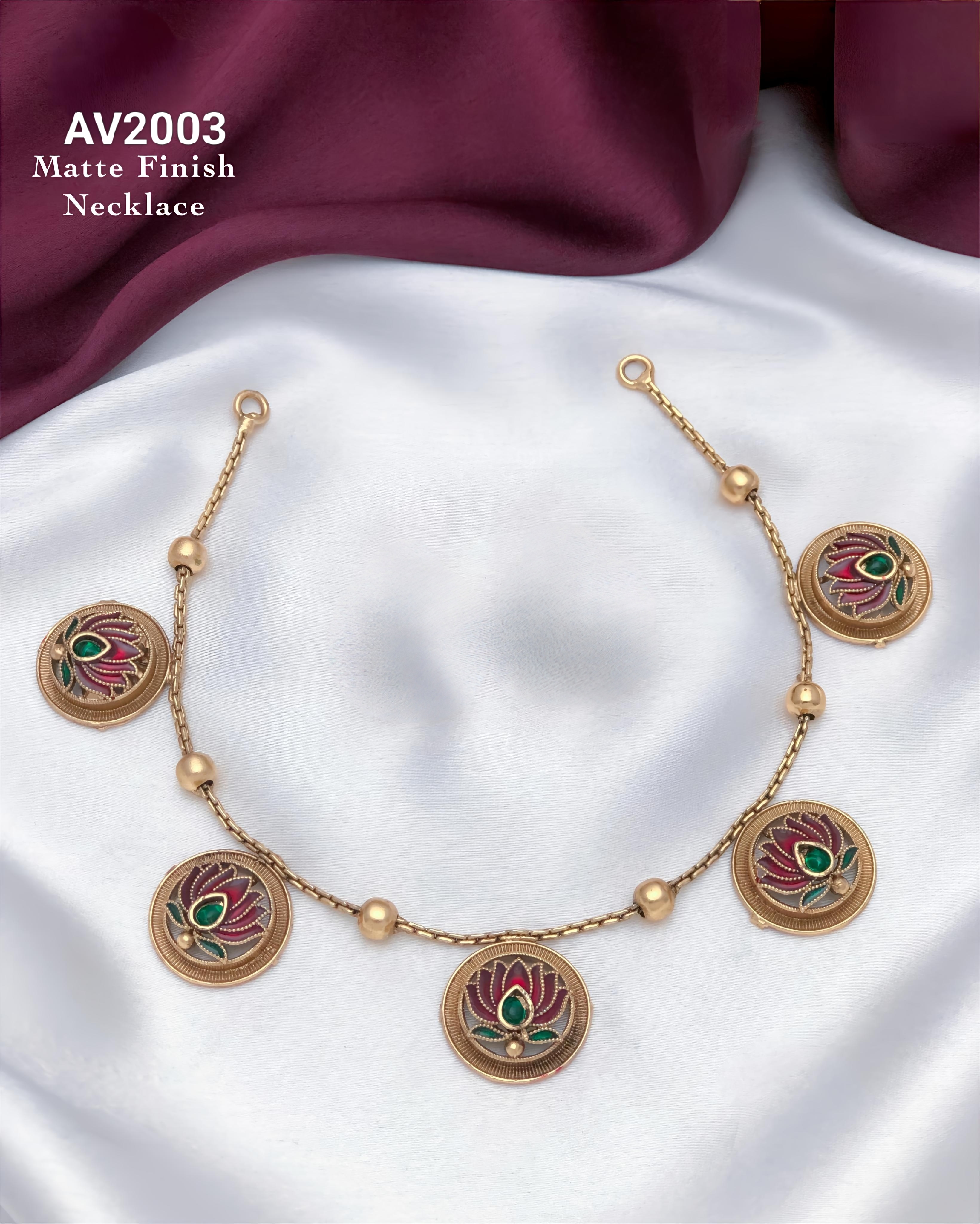 Matte Finish Necklace Set lotus design