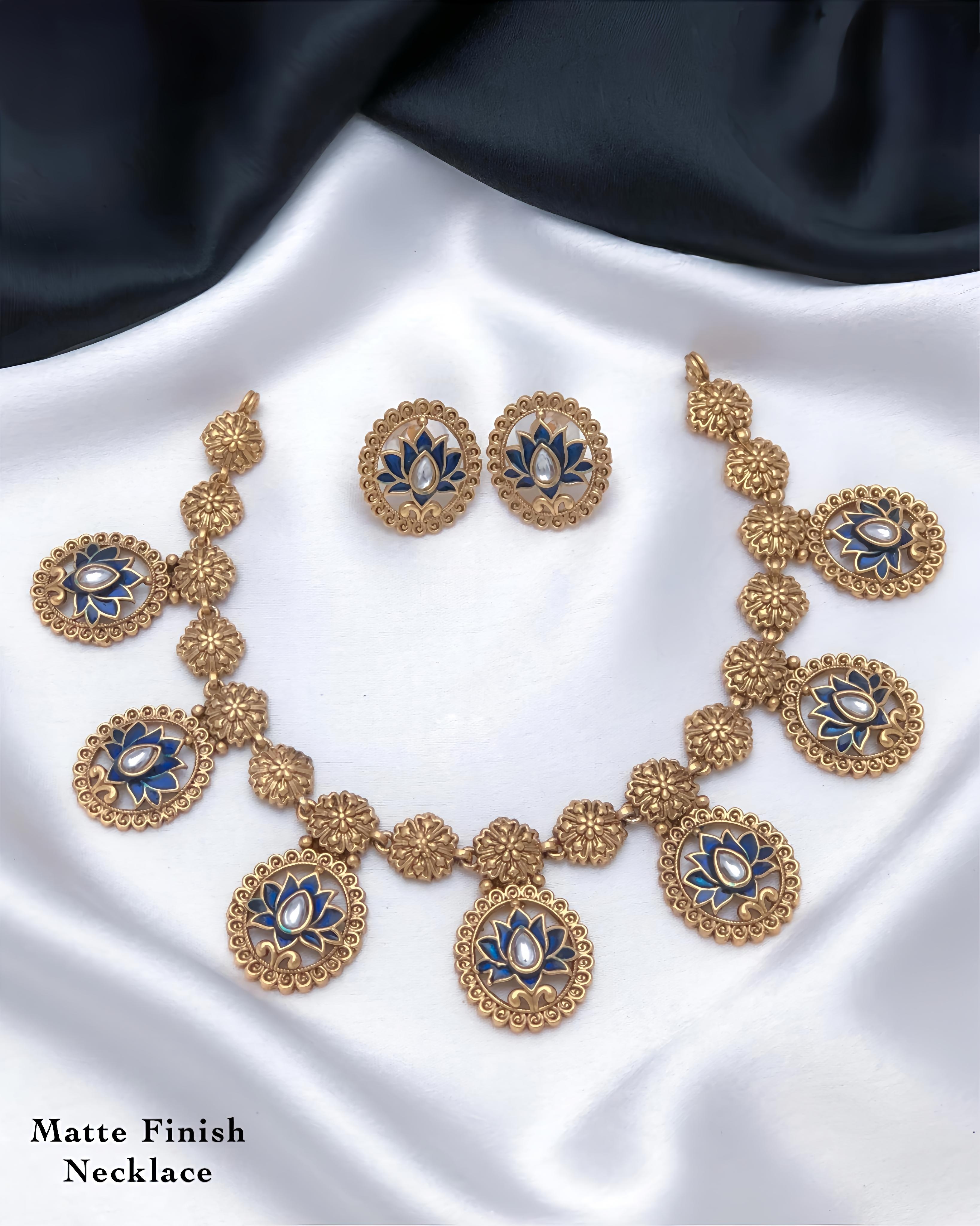 Lotus Matte Finish Floral Earrings set