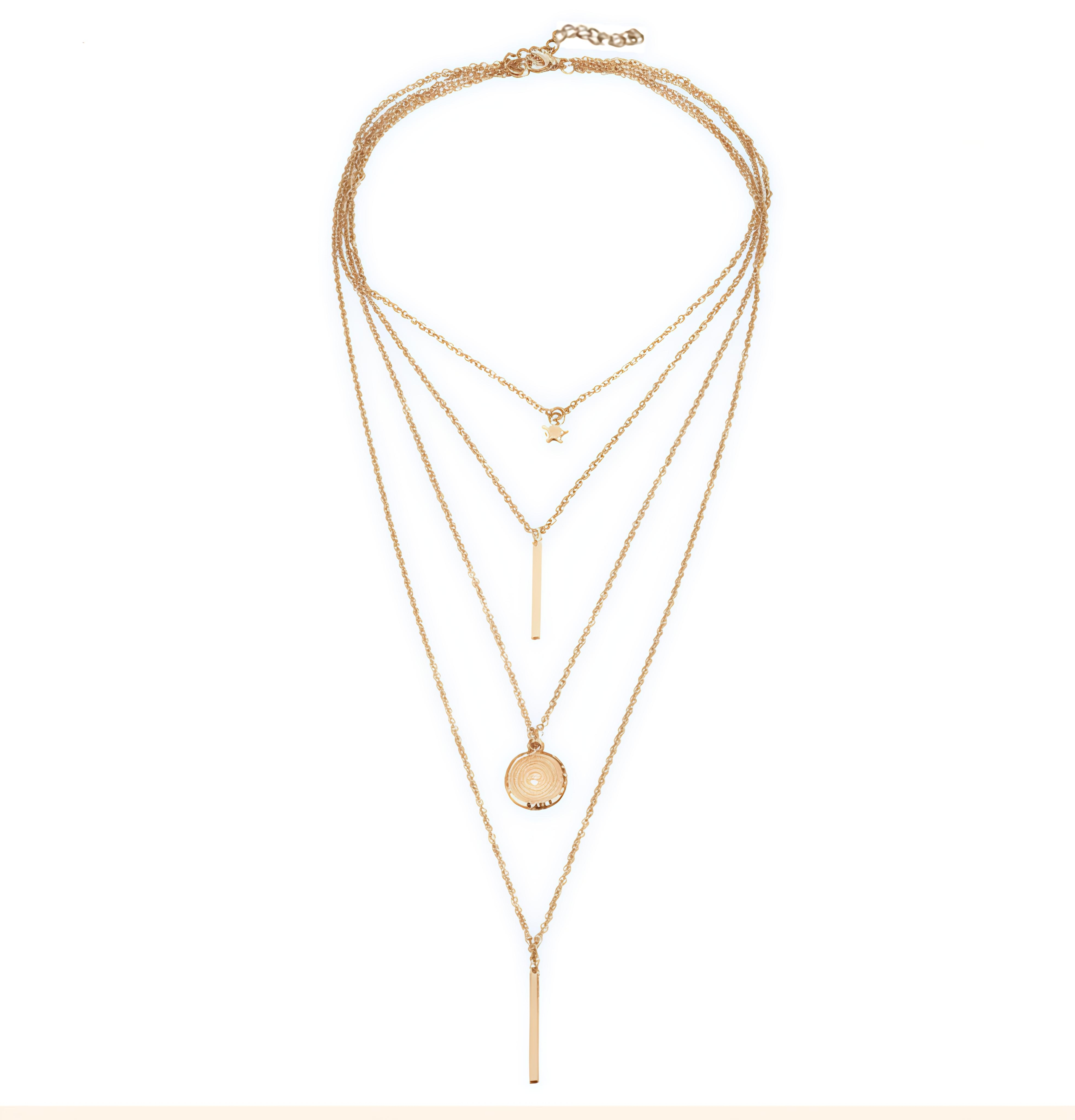 Layered Gold Pendant Necklace Set (pack of 4)