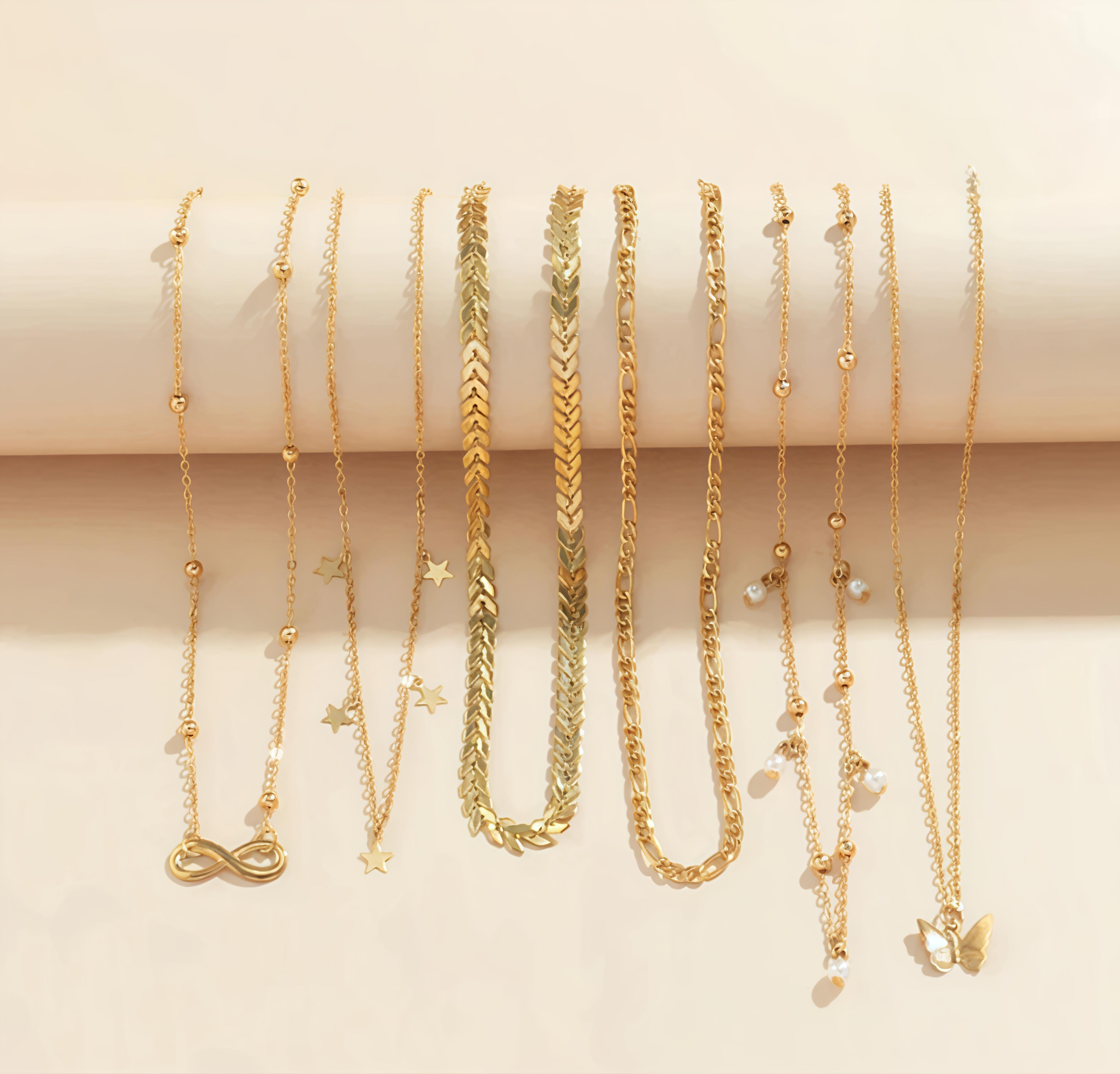 Layered Gold Necklace Set (pack of 6)