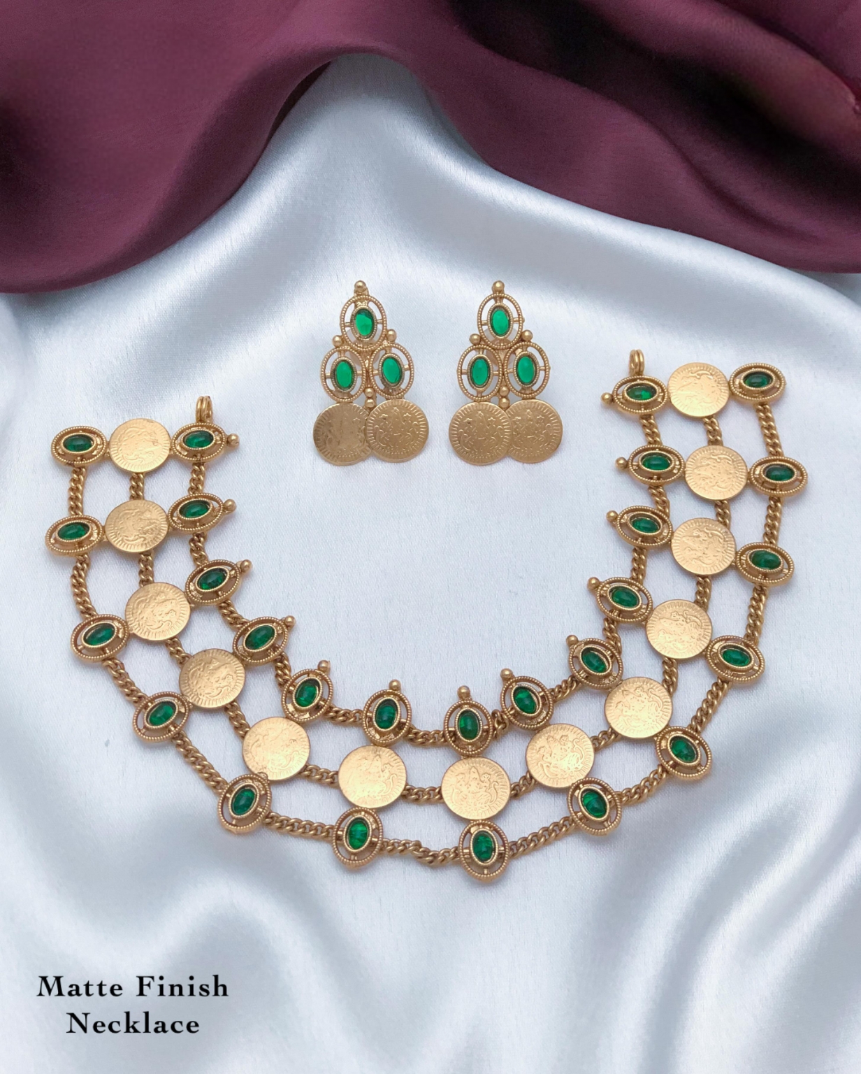 Trending Matte Finish Coin Necklace Set