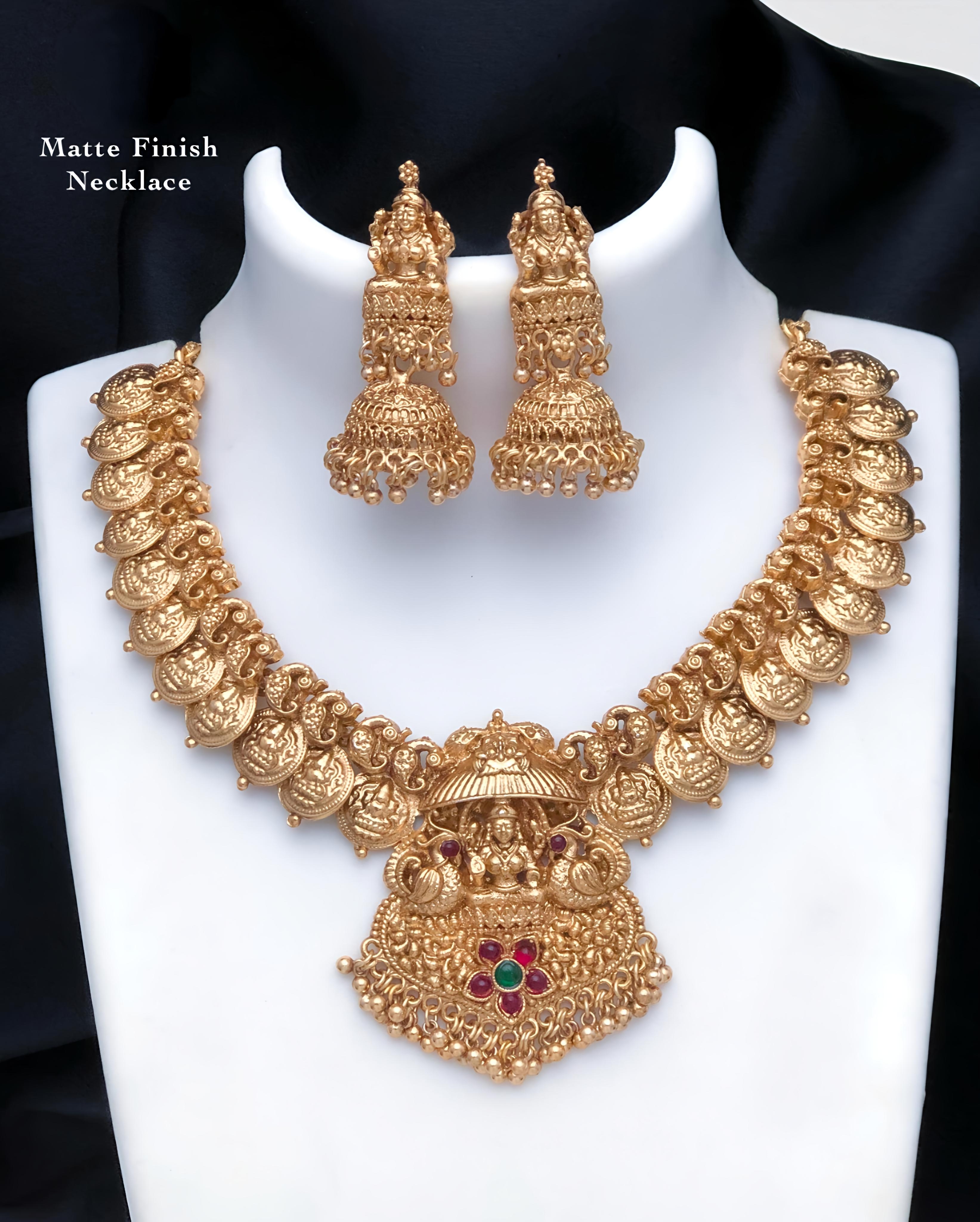 Matte Finish Lakshmi Necklace Set